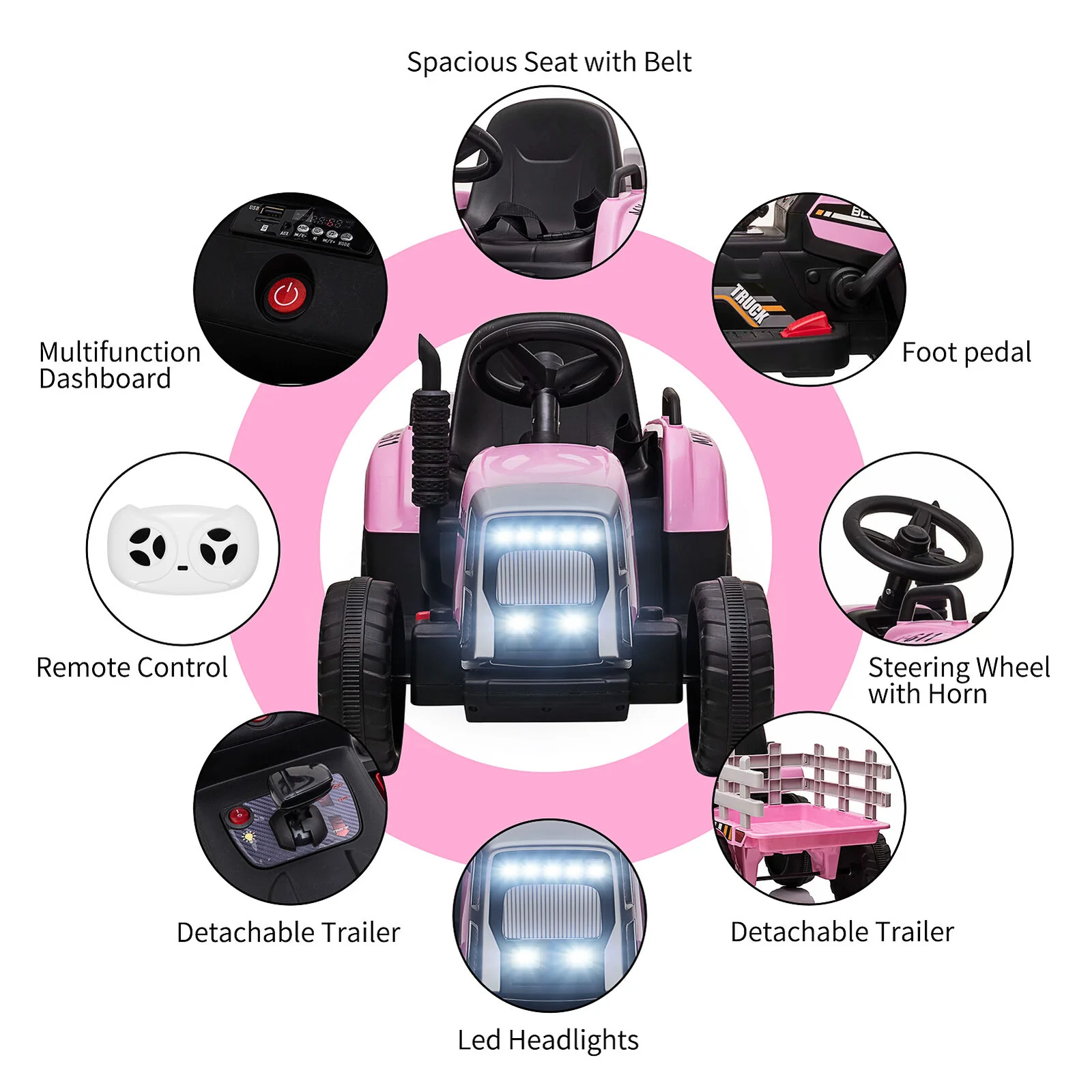 12V Electric Ride-On Tractor Car with Remote Control - Perfect Gift for Kids - Image 8