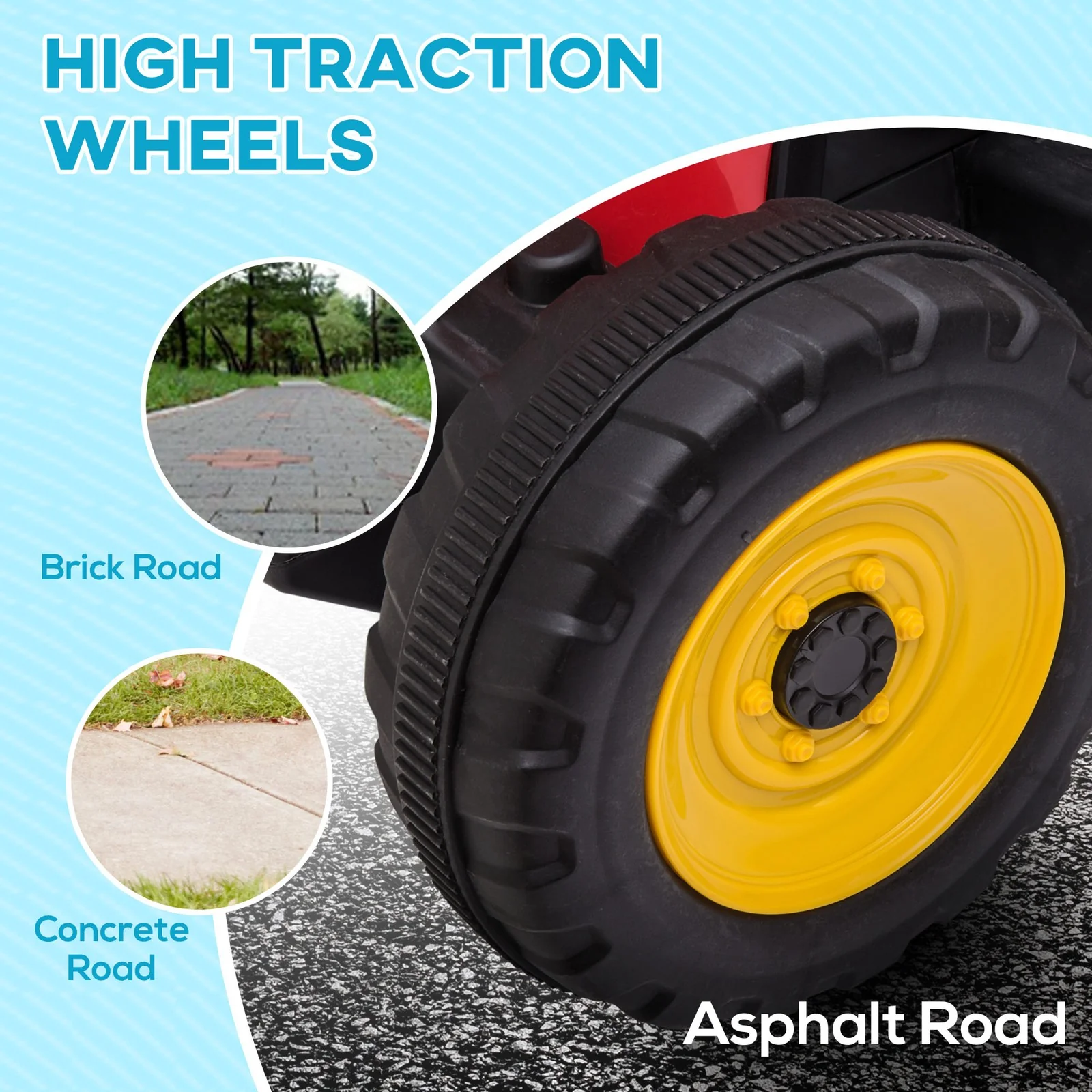 12V Electric Ride-On Tractor with Trailer, 25W Dual Motors, Red - Image 8