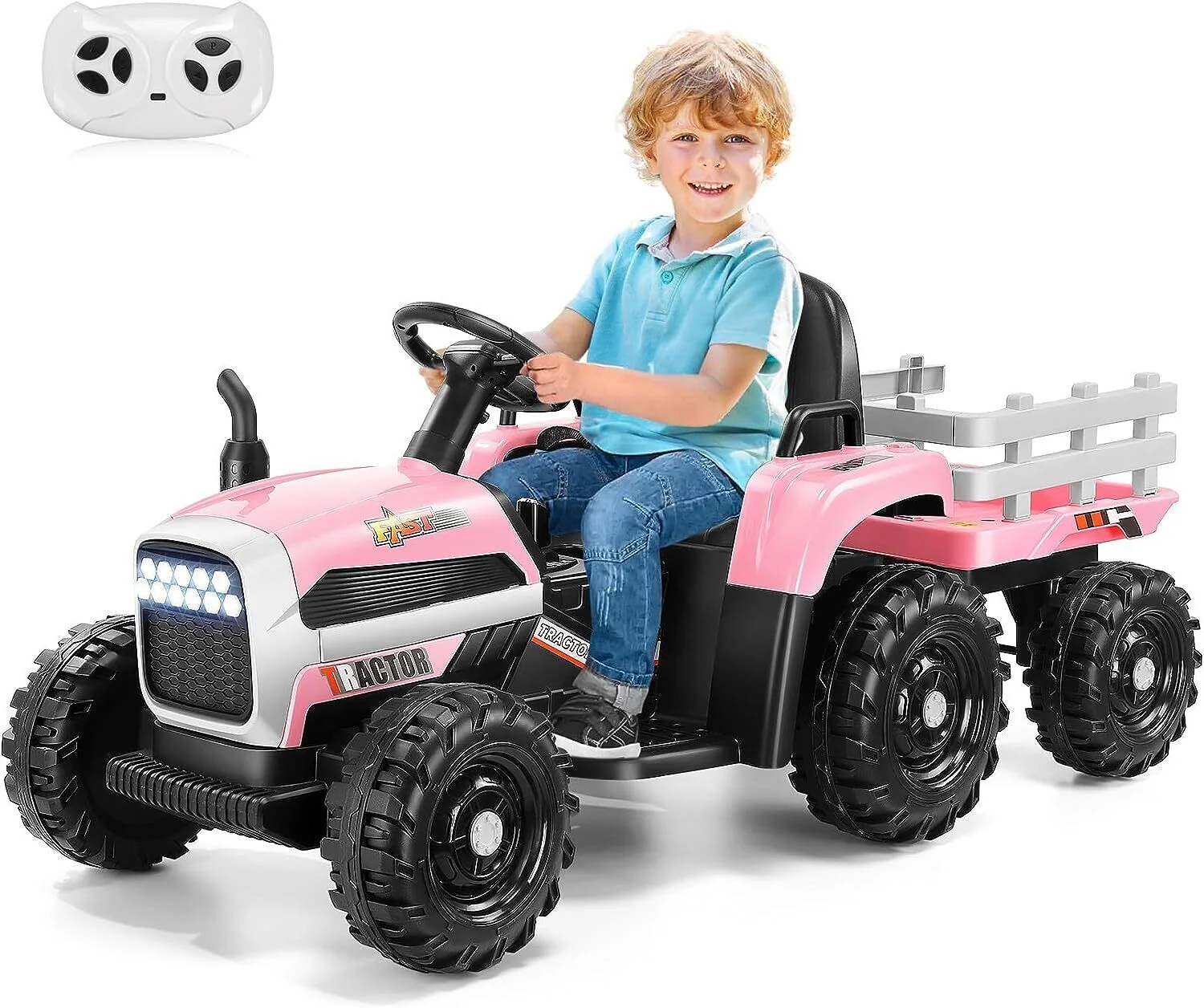 12V Electric Ride-On Tractor with Trailer for Kids - Includes Remote Control! - Image 10