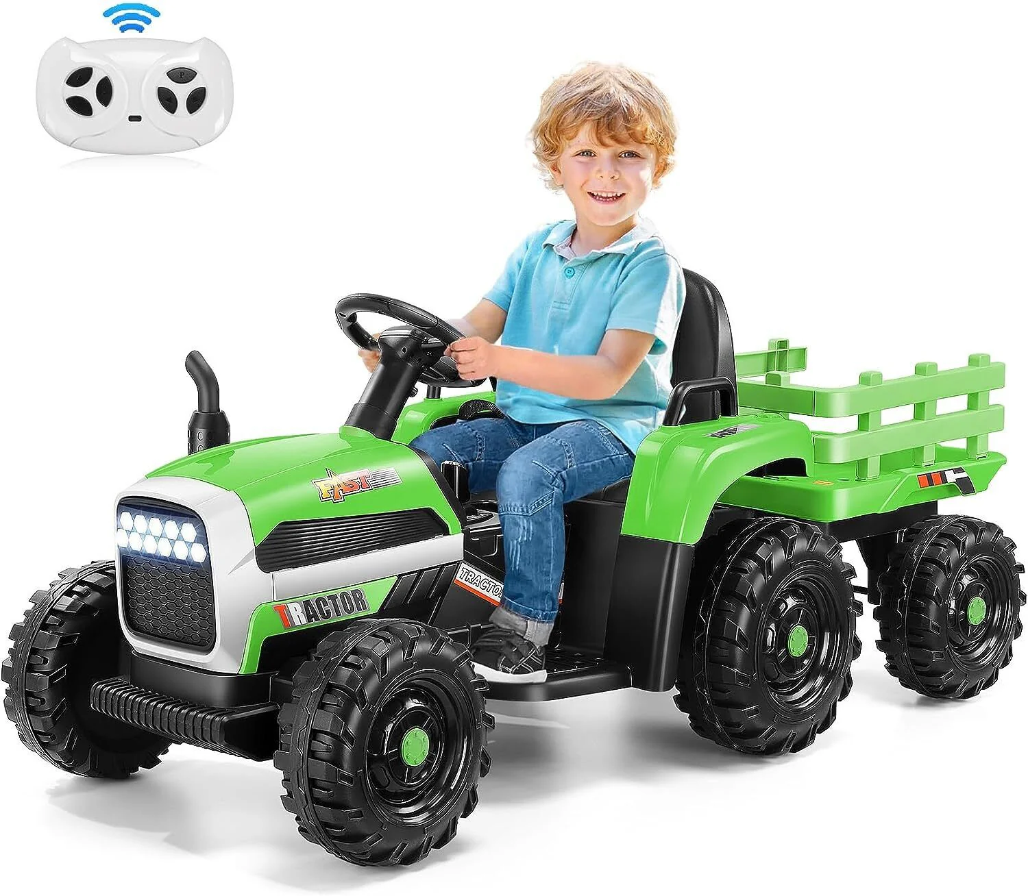 12V Electric Ride-On Tractor with Trailer for Kids - Includes Remote Control! - Image 30