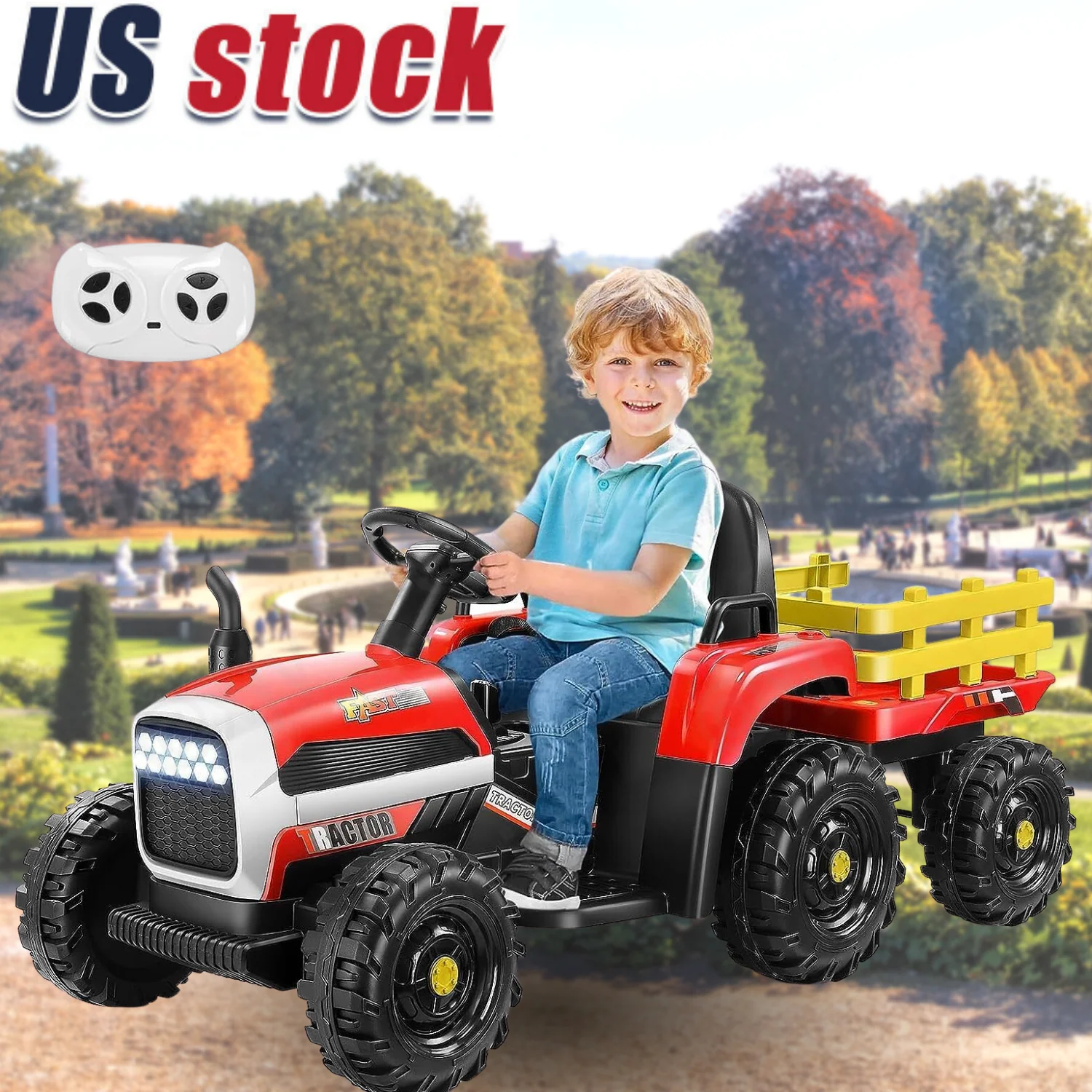 12V Electric Ride-On Tractor with Trailer for Kids - Includes Remote Control! - Image 7