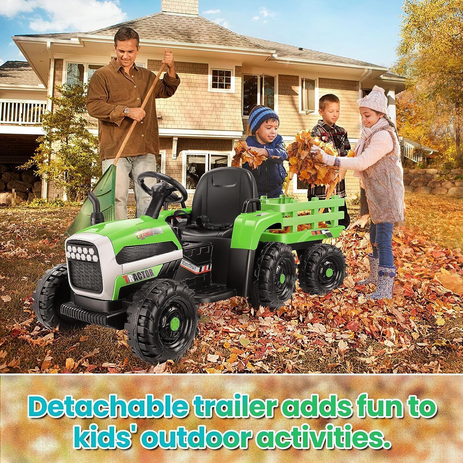 12V Electric Ride-On Tractor with Trailer for Kids - Remote Controlled Toy Vehicle - Image 18