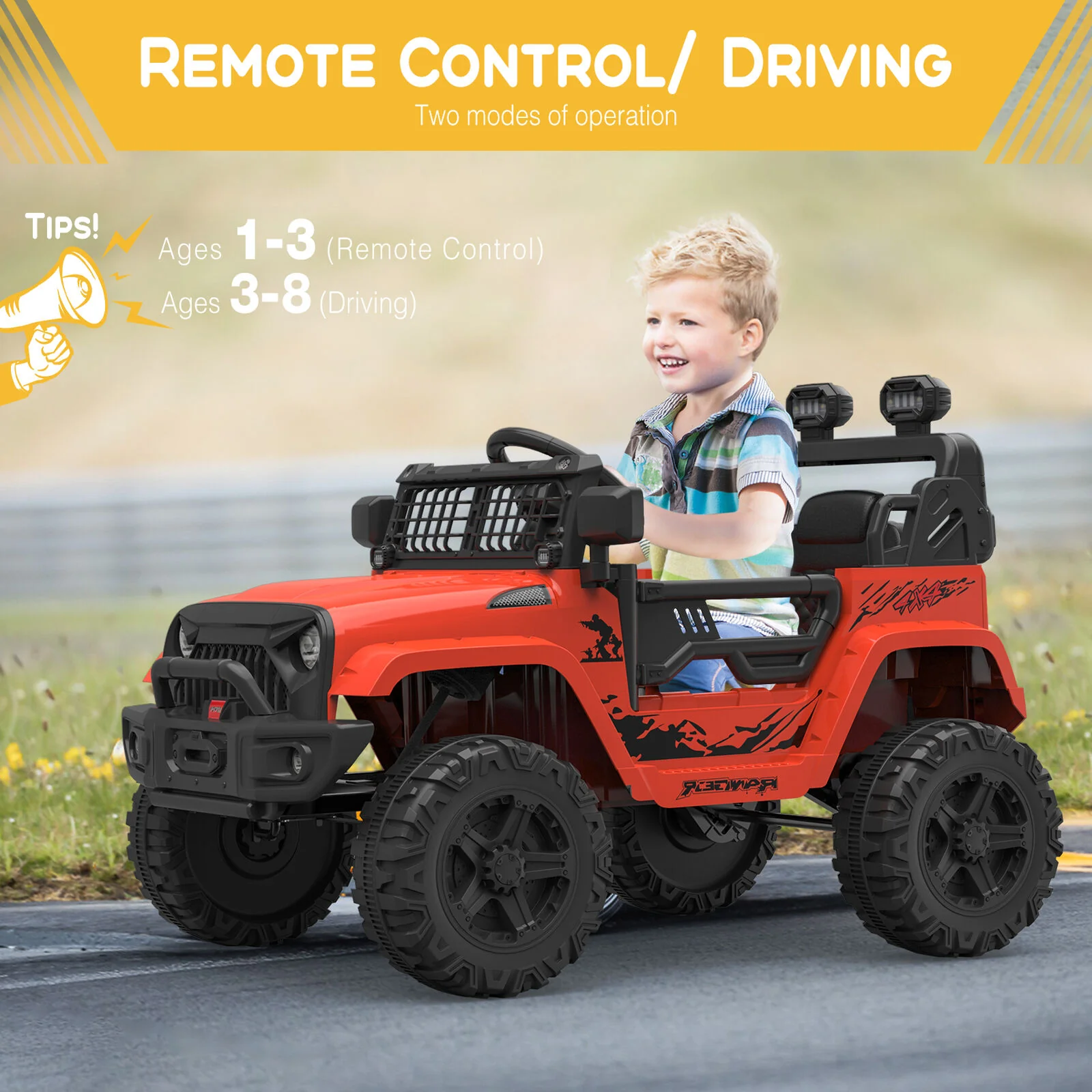 12V Electric Ride-On Truck for Kids with Remote Control, 2 Speeds, and LED Lights - Image 3