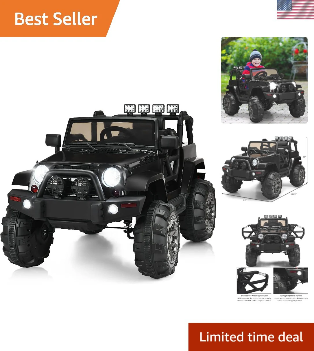 12V Electric Ride-On Truck with Double Doors, Parental Control, and Suspension System - Image 12