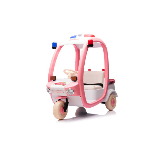 12V Electric 3-Wheeled Children's Police Box Car 2-Seater Remote Control Pink - Image 2