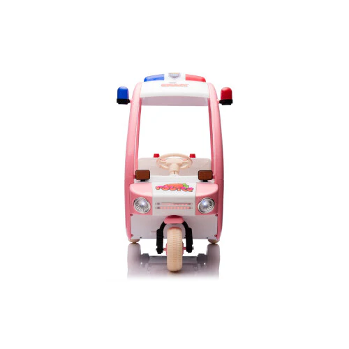 12V Electric 3-Wheeled Children's Police Box Car 2-Seater Remote Control Pink - Image 5