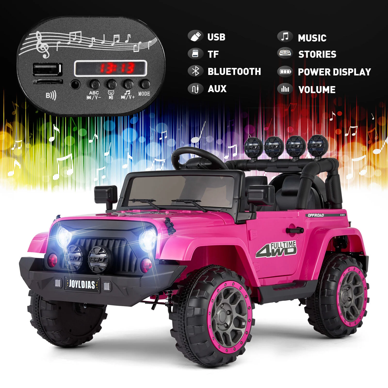 12V Electric Toy Jeep for Kids with Remote Control, USB, and Bluetooth Connectivity - Image 4