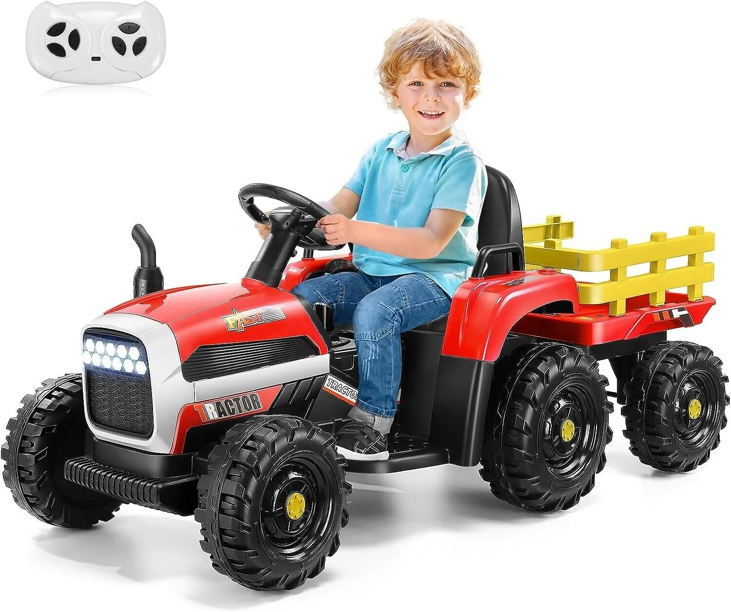 12V Electric Tractor Ride-On Toy Car with Trailer for Kids - Brand New - Image 10