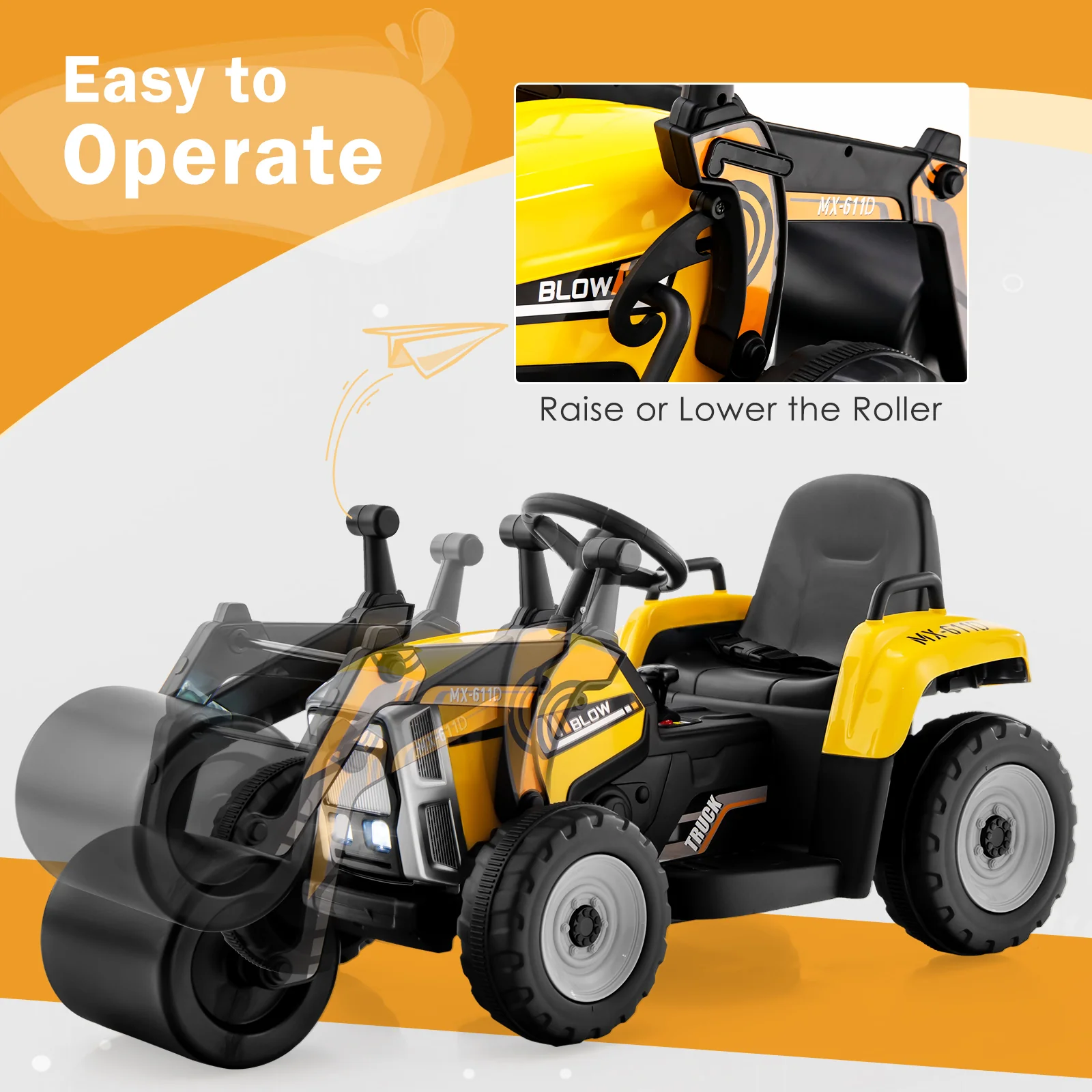 12V Electric Tractor with Remote Control, Music, and LED Lights for Kids - Image 37