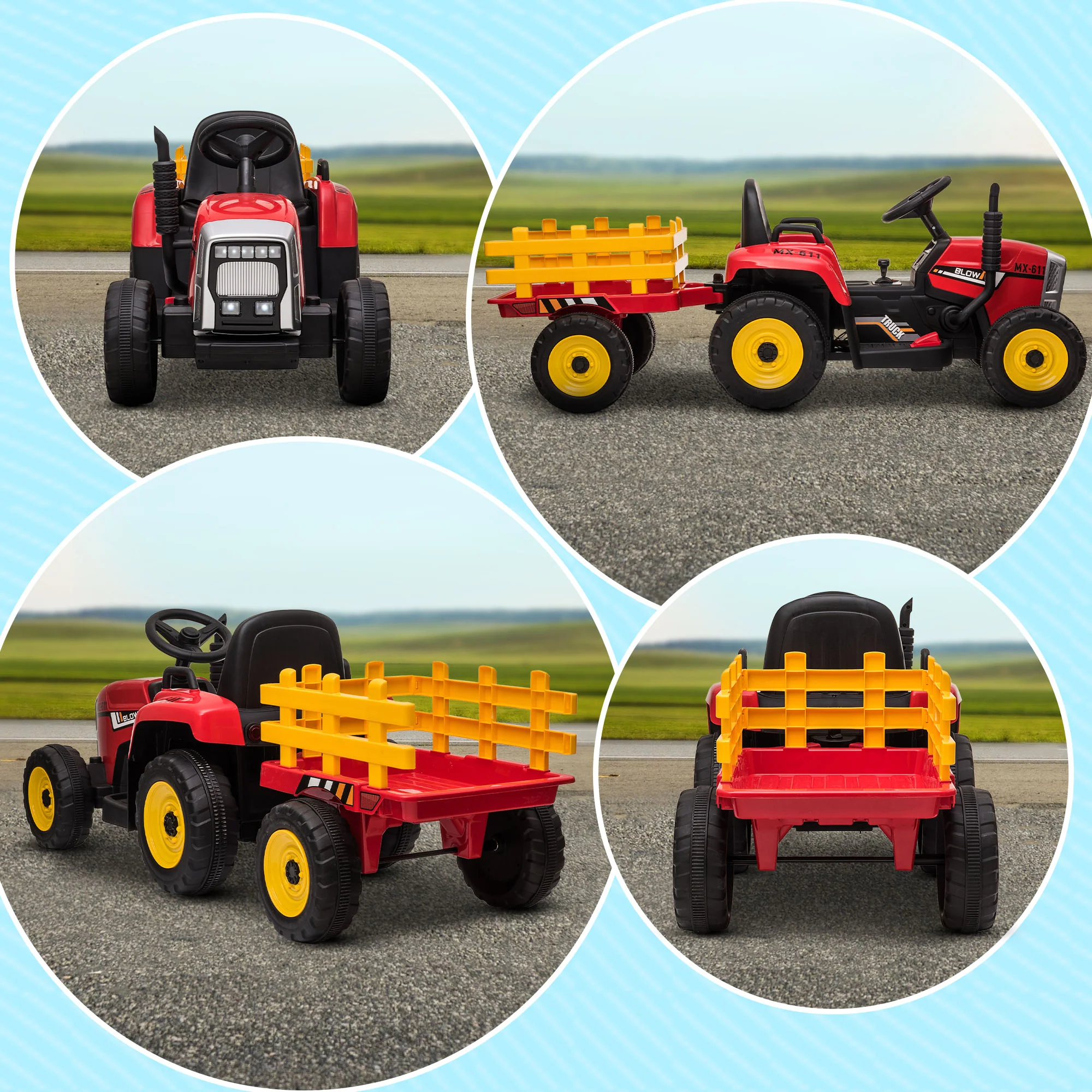 12V Electric Tractor with Trailer and Dual Motors for Kids - Image 12