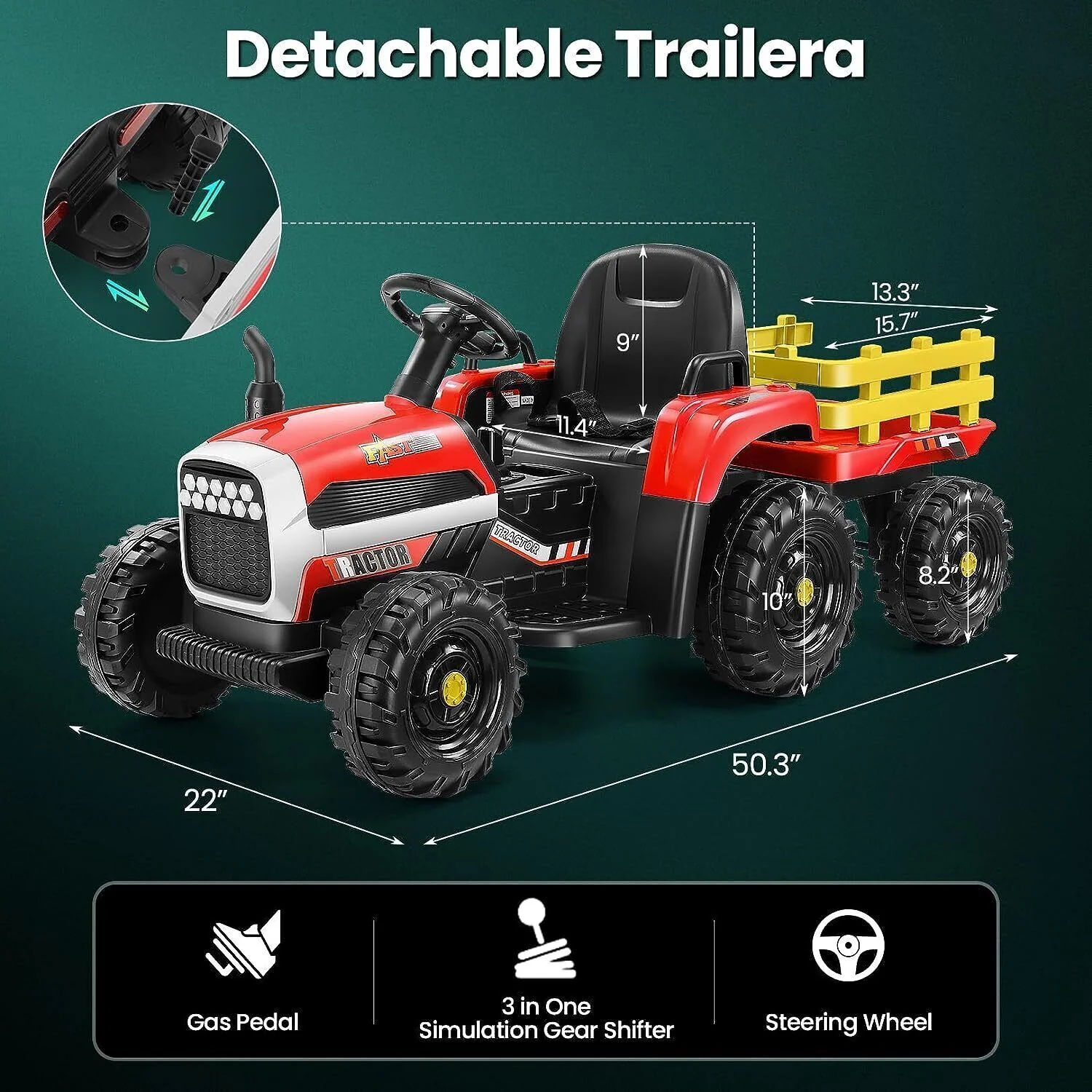 12V Electric Tractor with Trailer Ride-On Toy: Remote Control Fun for Kids! - Image 15