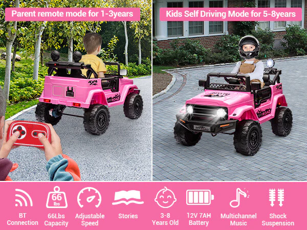 12V Electric 2-Seater Kids Ride-On Jeep Truck with Remote Control - Image 12