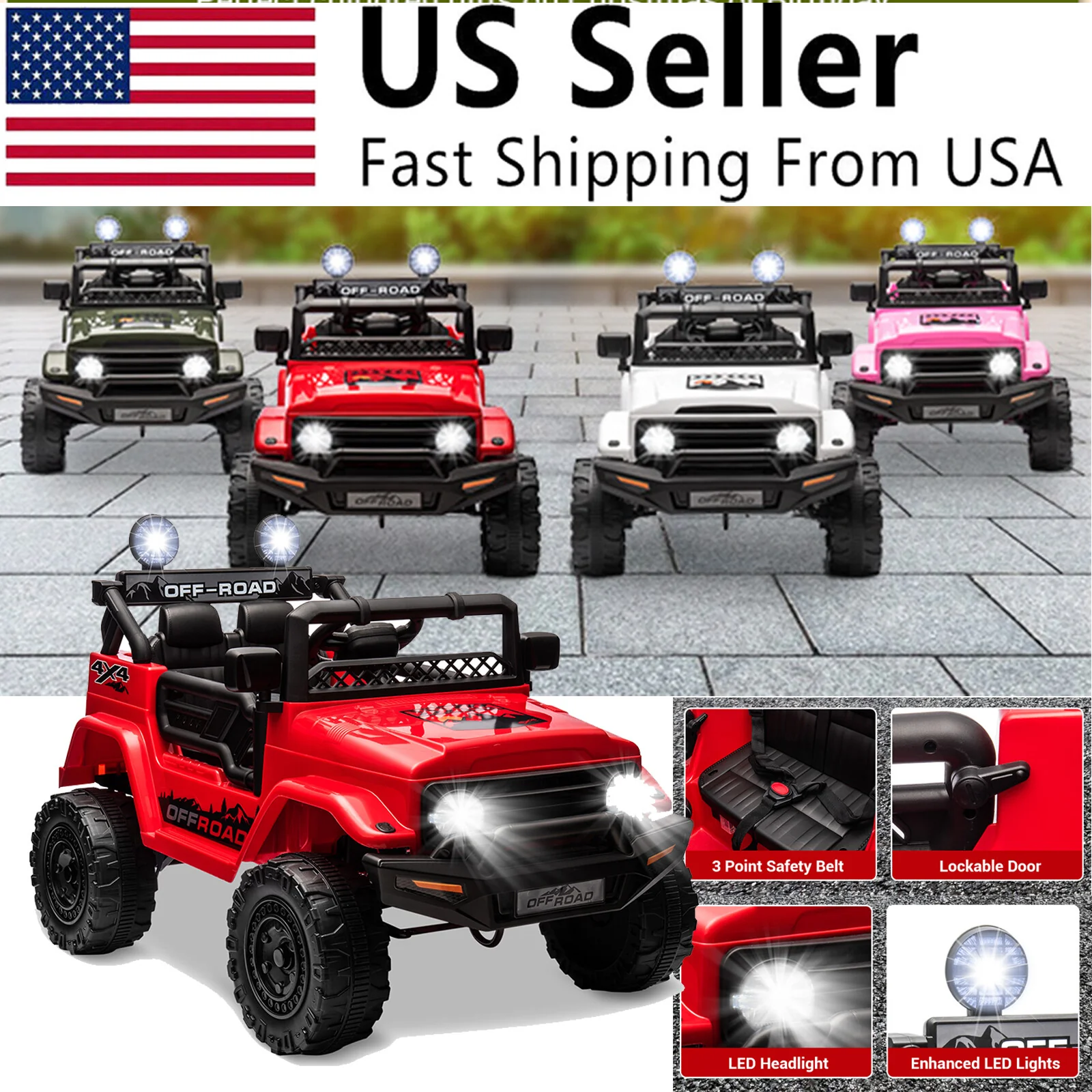 12V Electric 2-Seater Kids Ride-On Jeep Truck with Remote Control - Image 2