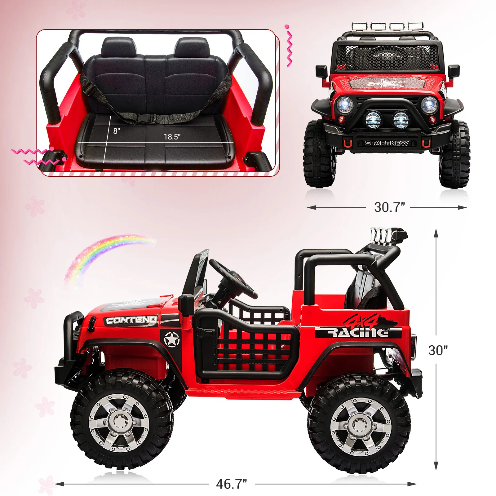 12V Electric 2-Seater Kids Ride-On Jeep Truck with Remote Control - Image 6