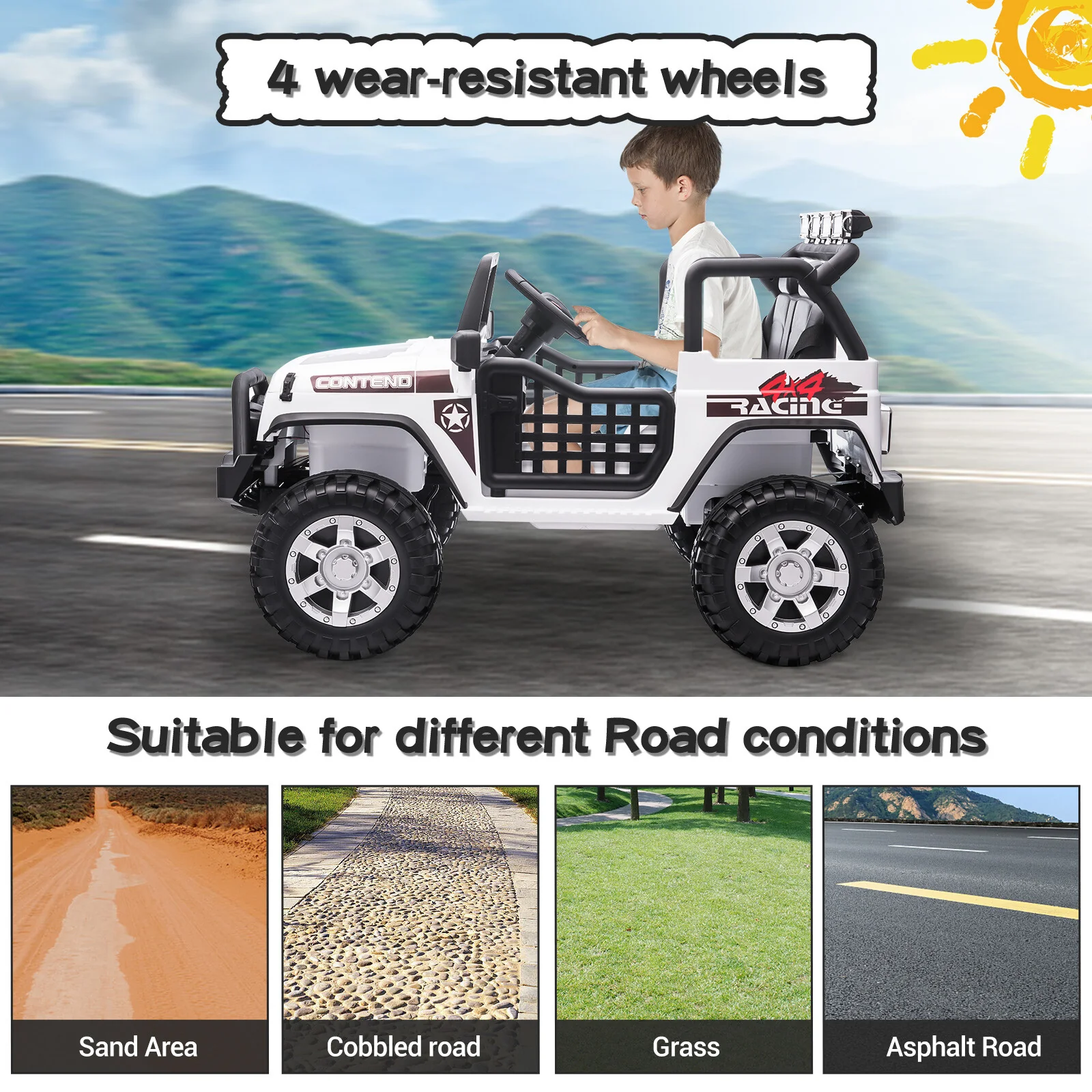 12V Electric Ride-On Jeep Truck for Kids 2-Seater with Remote Control - Image 7