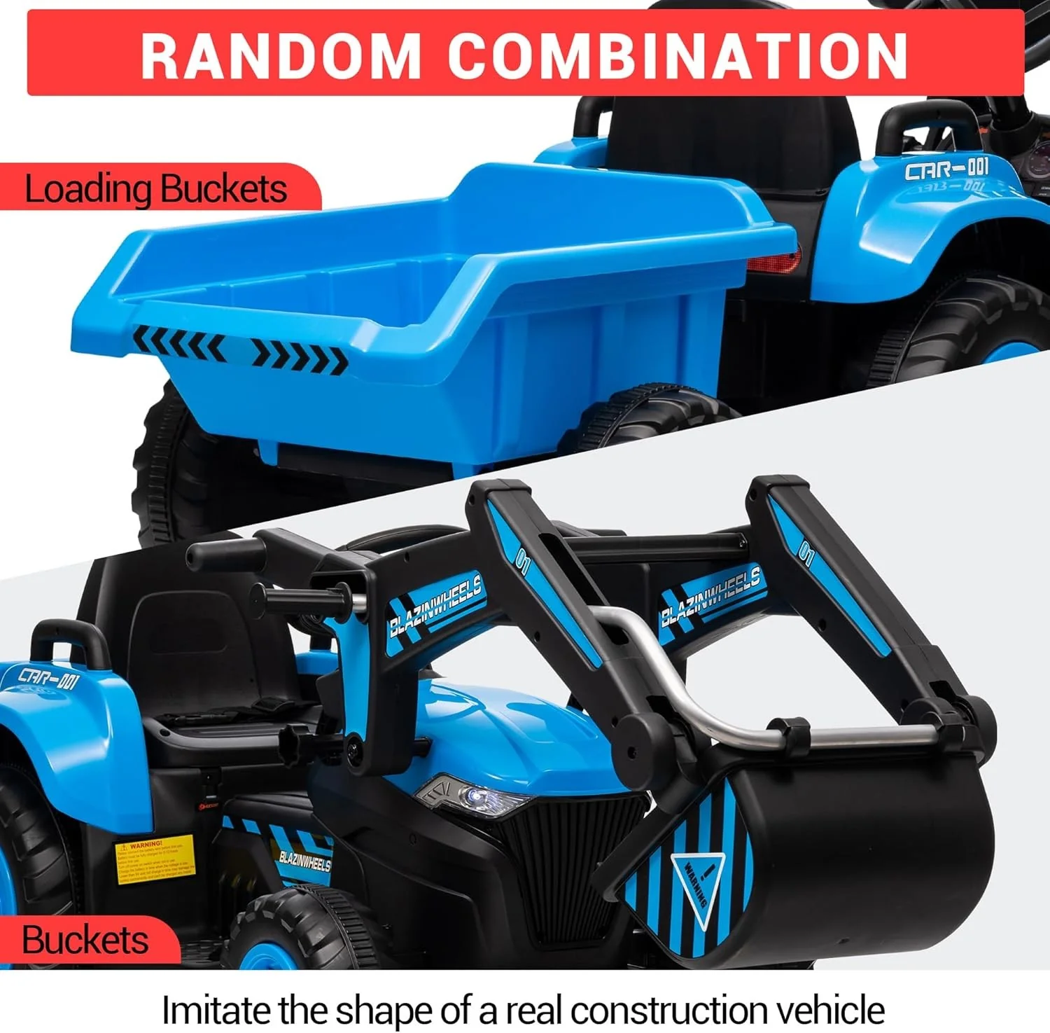 12V Electric 3-in-1 Kids Ride-On Vehicle Set with Excavator, Tractor, and Detachable Trailer - Image 6