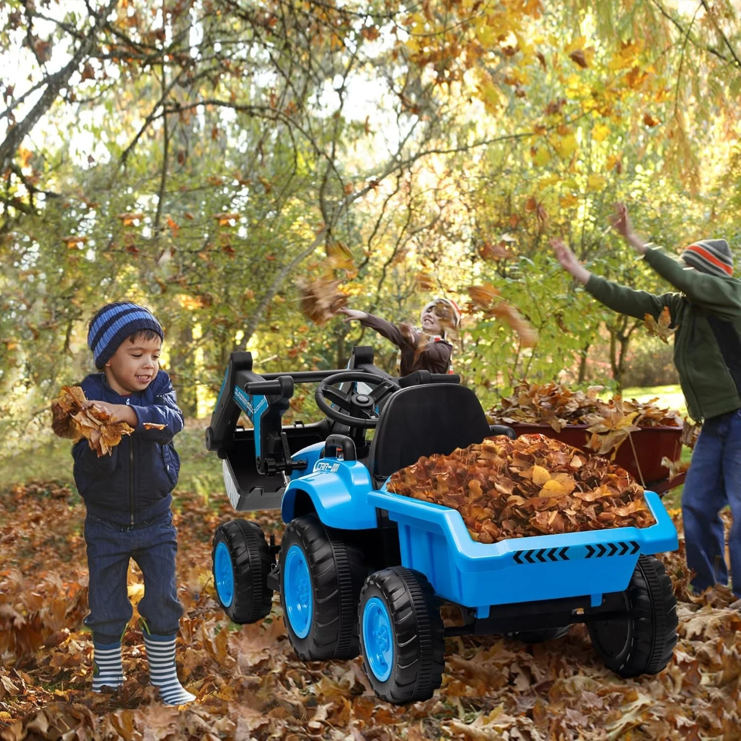 12V Electric 3-in-1 Kids Ride-On Vehicle Set with Excavator, Tractor, and Detachable Trailer - Image 8