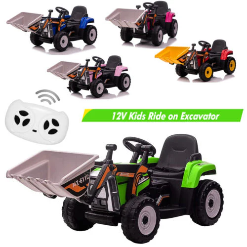 12V Excavator Ride-On Car with Remote Control and Threaded Tires for Toddlers - Image 2
