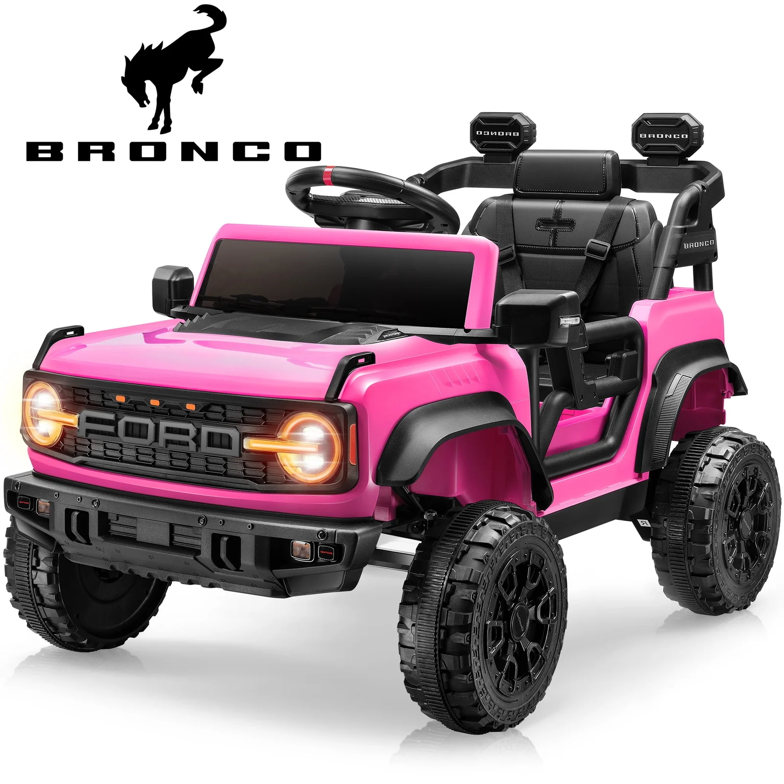 12V Pink Ford Bronco Raptor Ride-On Car with Remote Control for Kids 3-5 years - Image 11