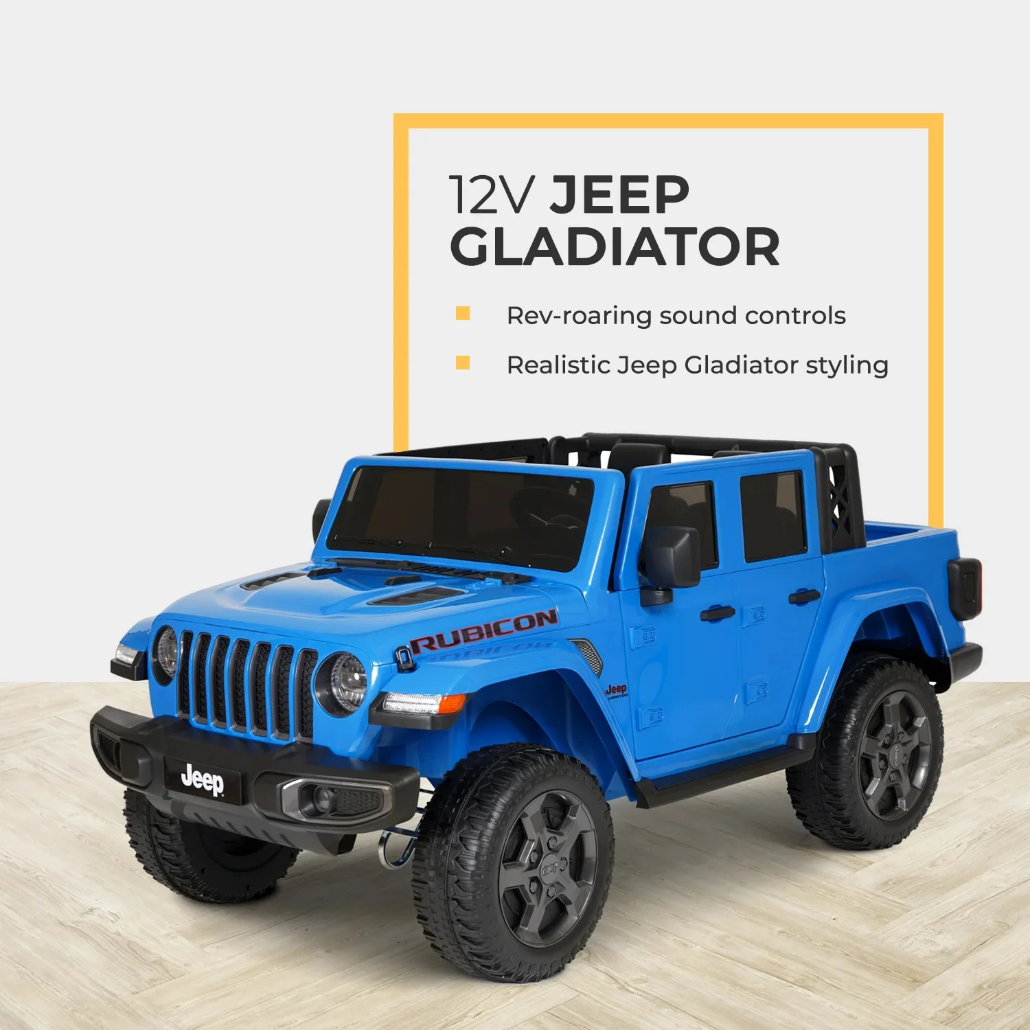 12V Gladiator Rubicon Battery-Powered 2-Seater Ride-On Vehicle in Blue - Image 11