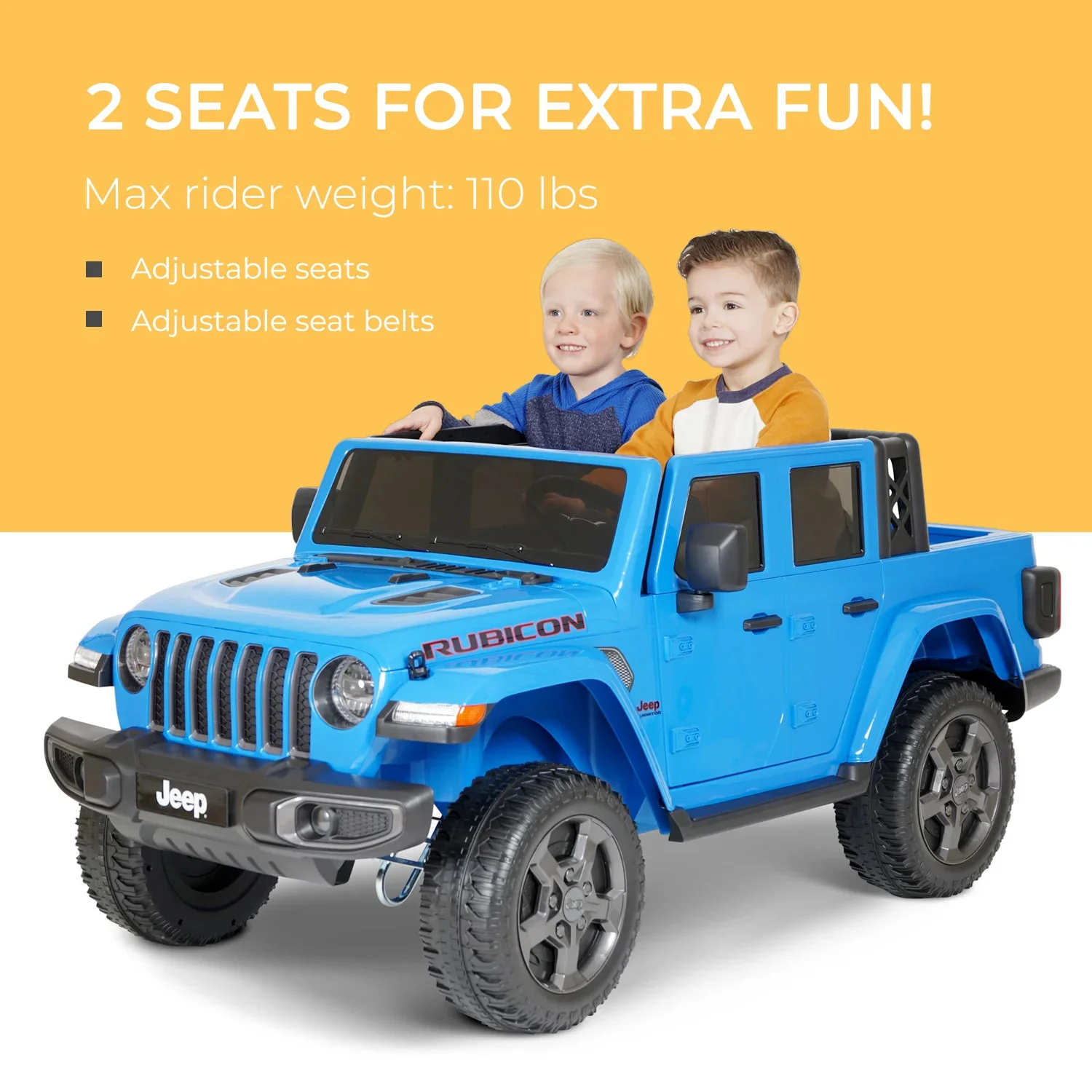 12V Gladiator Rubicon Battery-Powered 2-Seater Ride-On Vehicle in Blue - Image 7