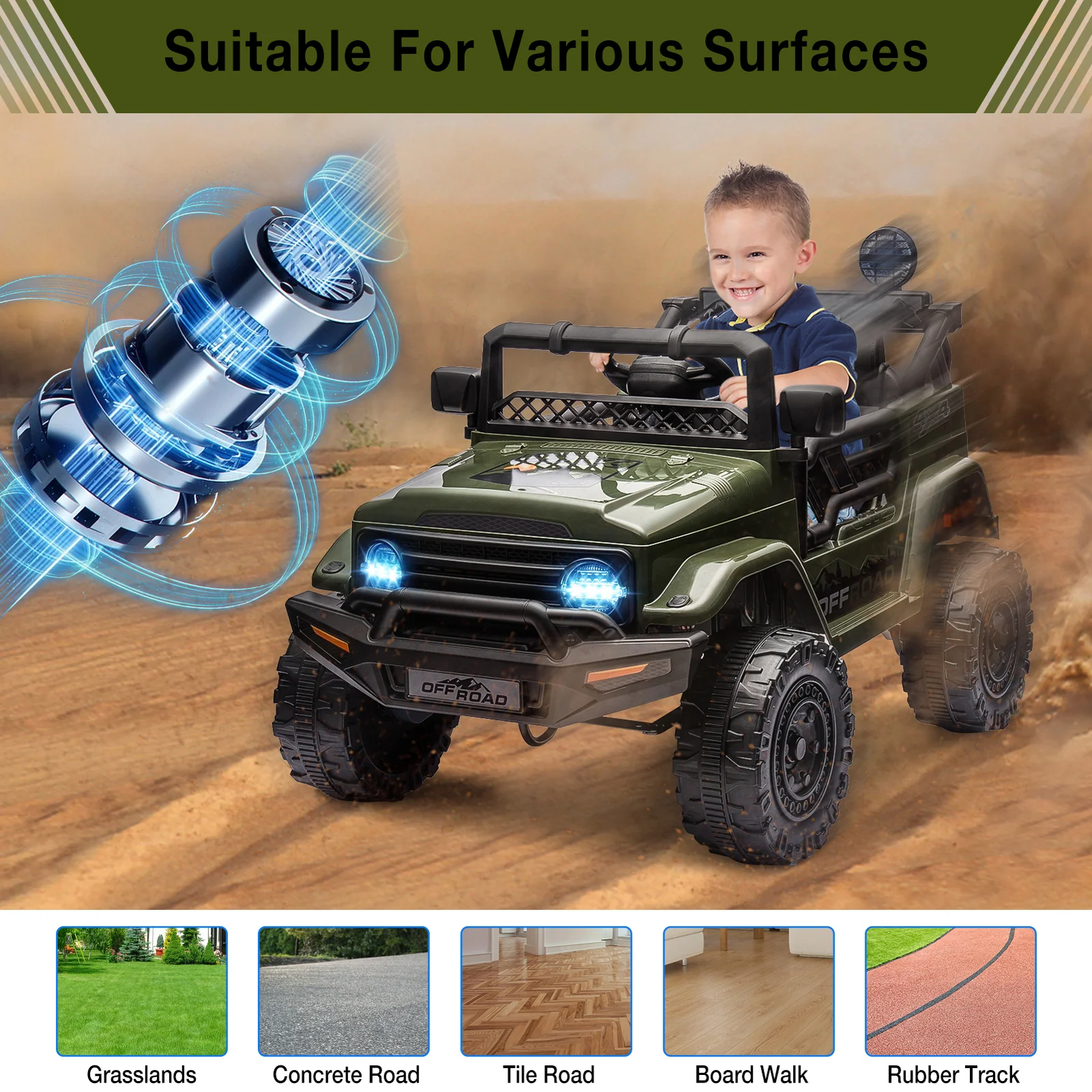 12V 2-Seater Electric Ride-On Truck Car with Parent Remote Control for Kids - Image 15