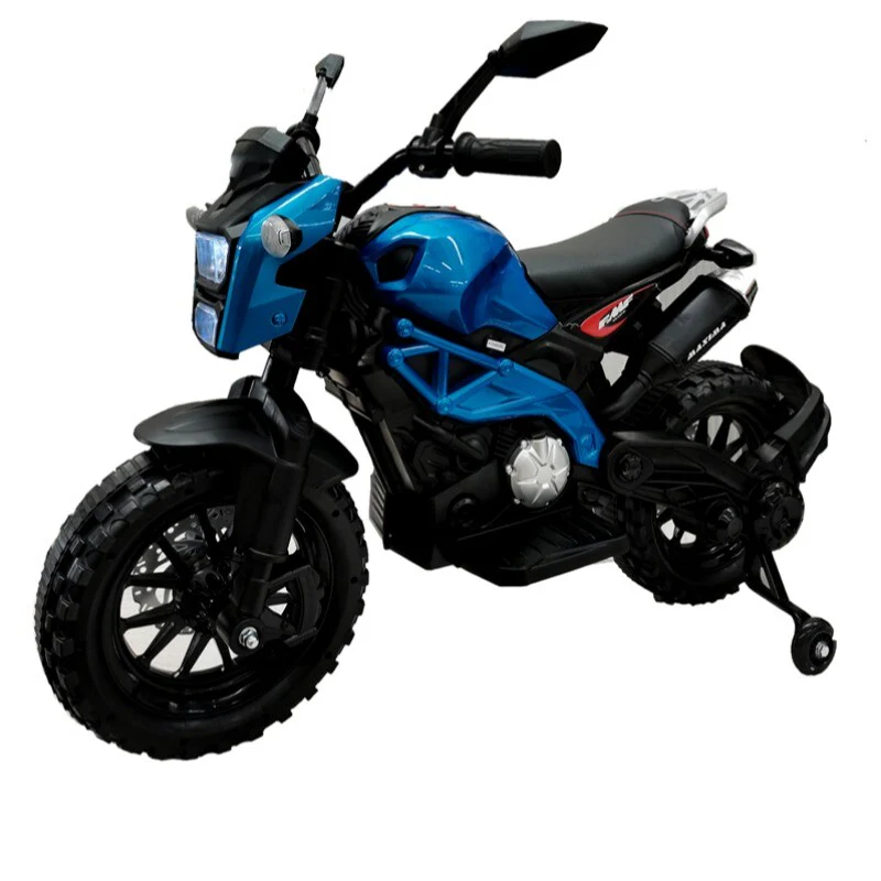 12V Kids Ride-On Motorcycle Toy with Training Wheels 1.8-3.2mph for Ages 3-6 Blue - Image 12