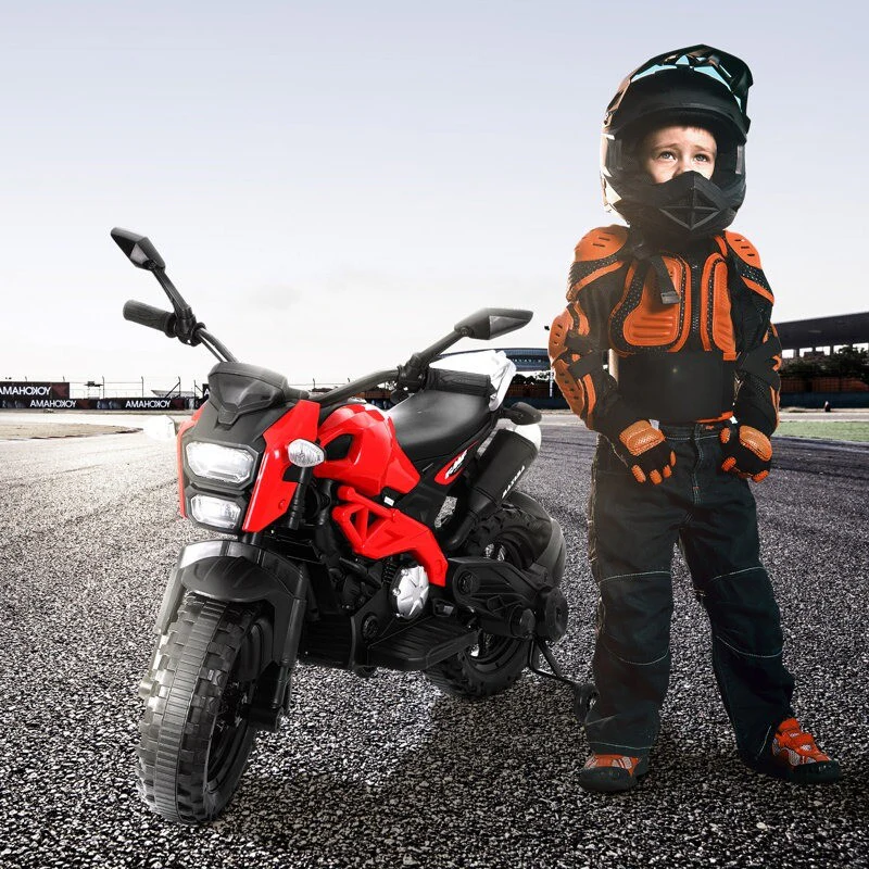 12V Red Ride-On Motorcycle with Training Wheels for Kids Ages 3-6, Speed 1.8-3.2 mph - Image 11