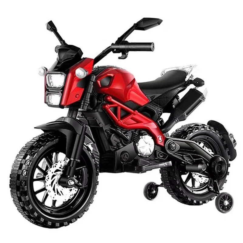 12V Red Ride-On Motorcycle with Training Wheels for Kids Ages 3-6, Speed 1.8-3.2 mph - Image 12
