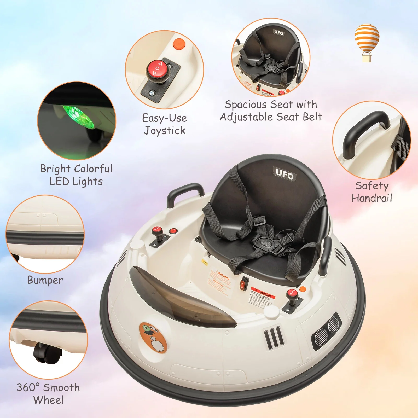 12V Electric Ride-On Bumper Car for Toddlers with Remote Control - Image 6