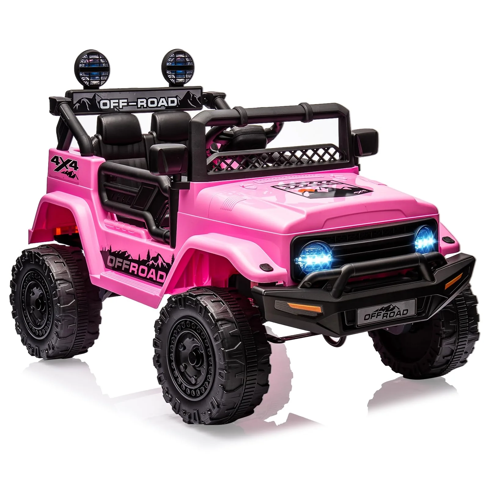 12V Kids 2-Seater Electric Ride-On Truck with LED Lights Pink - Image 10