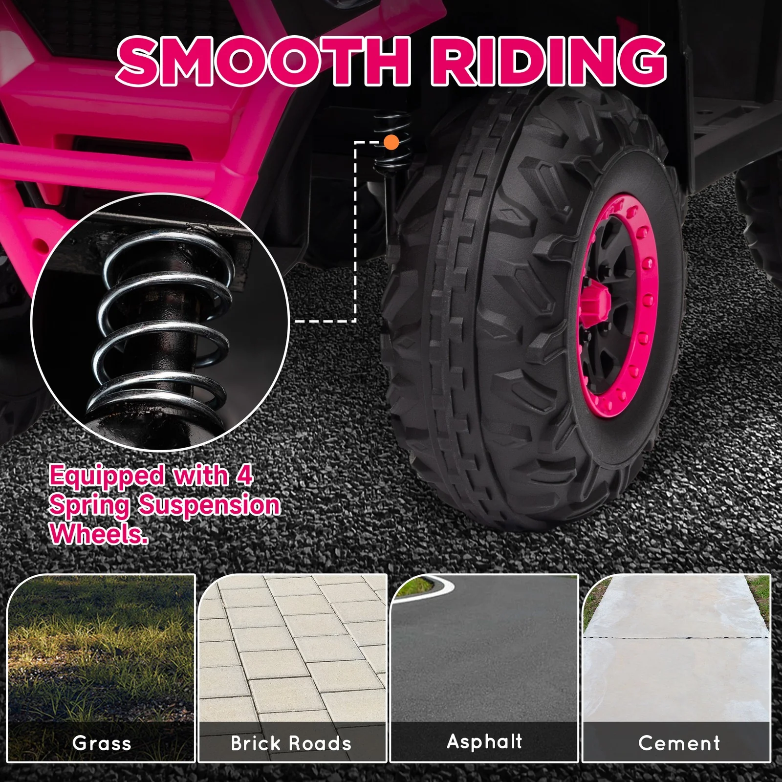 12V Kids 4-Wheeler ATV with Spring Suspension and Storage - Pink - Image 5