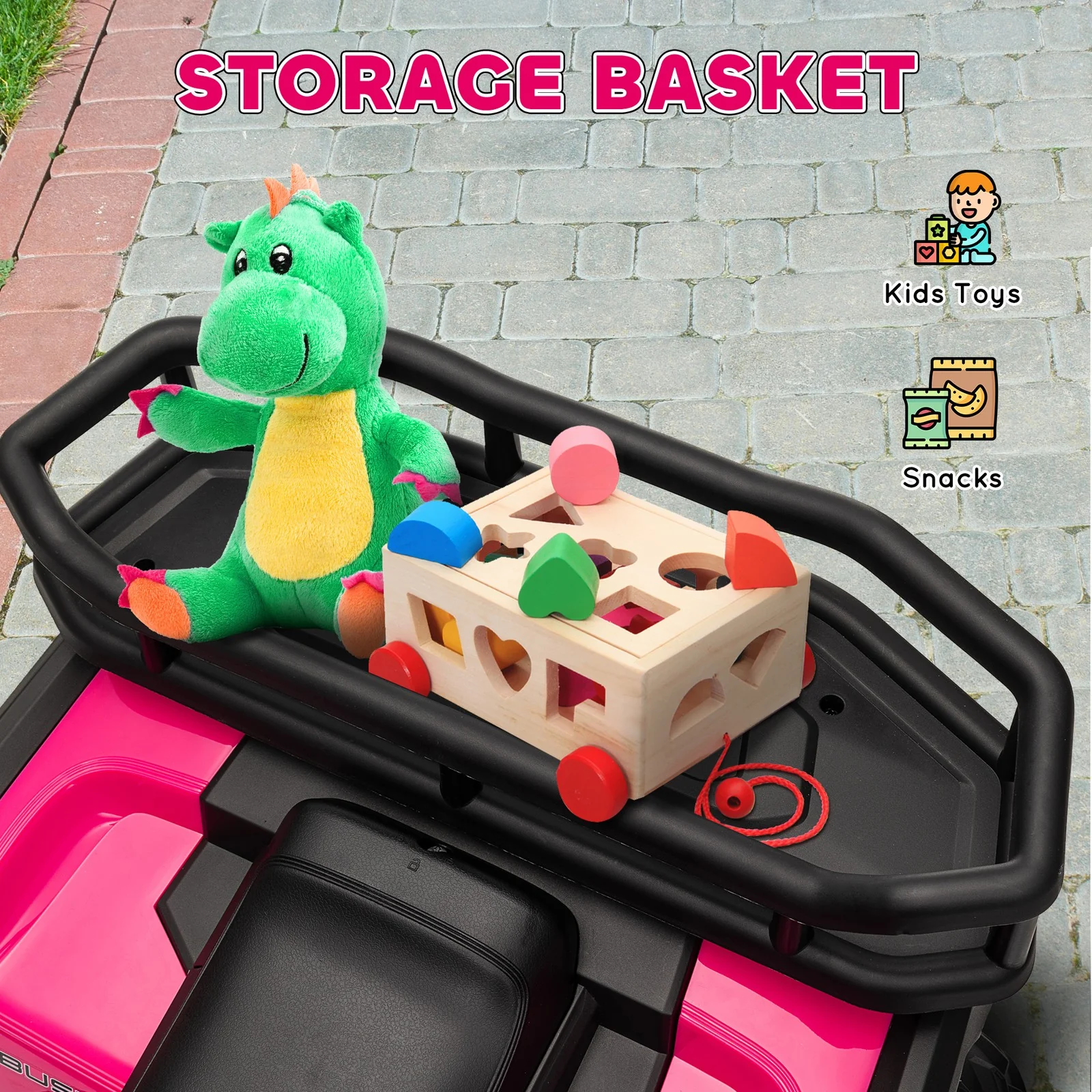 12V Kids 4-Wheeler ATV with Spring Suspension and Storage - Pink - Image 6