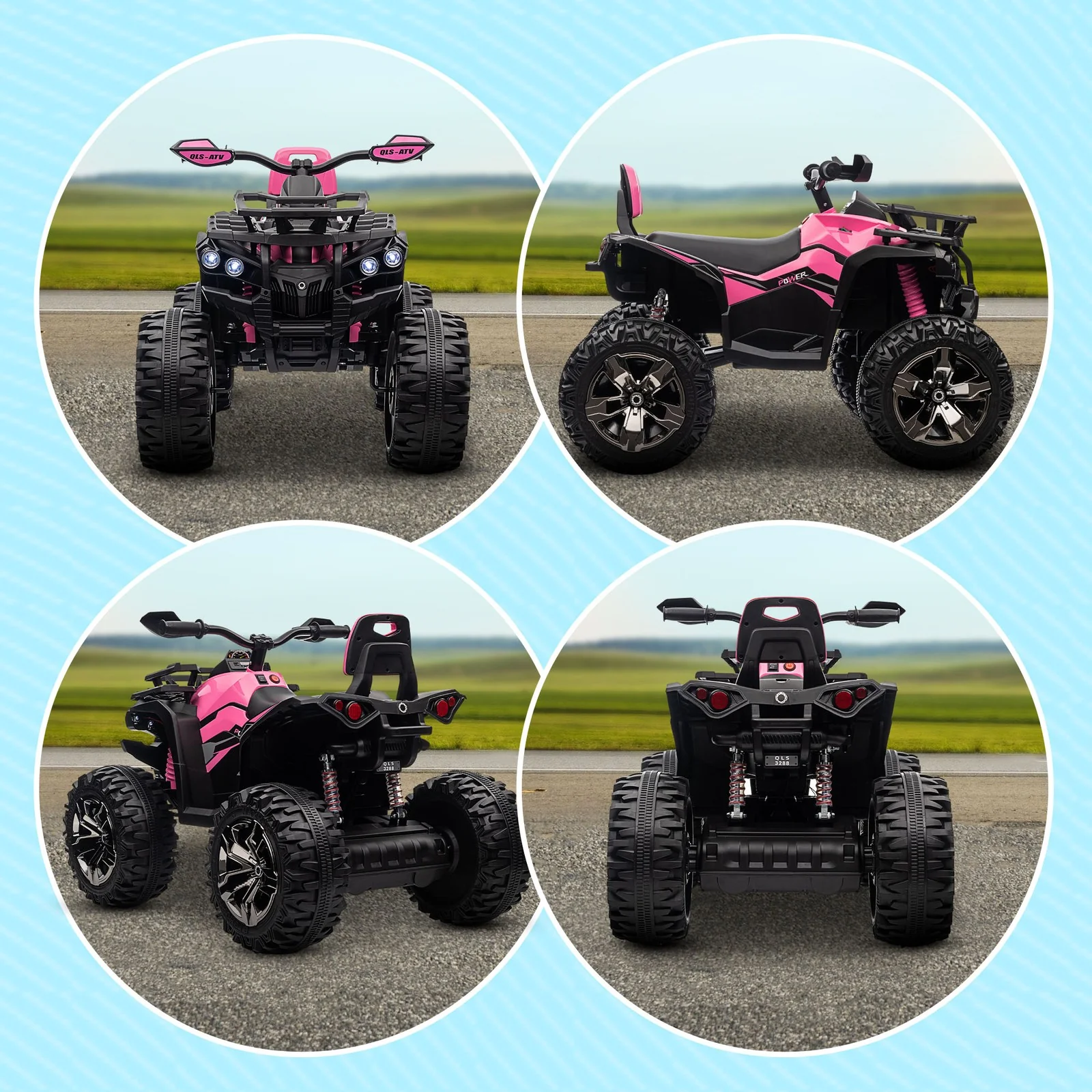 12V Kids Pink ATV Quad Toy Car with Music and Headlights - Image 11