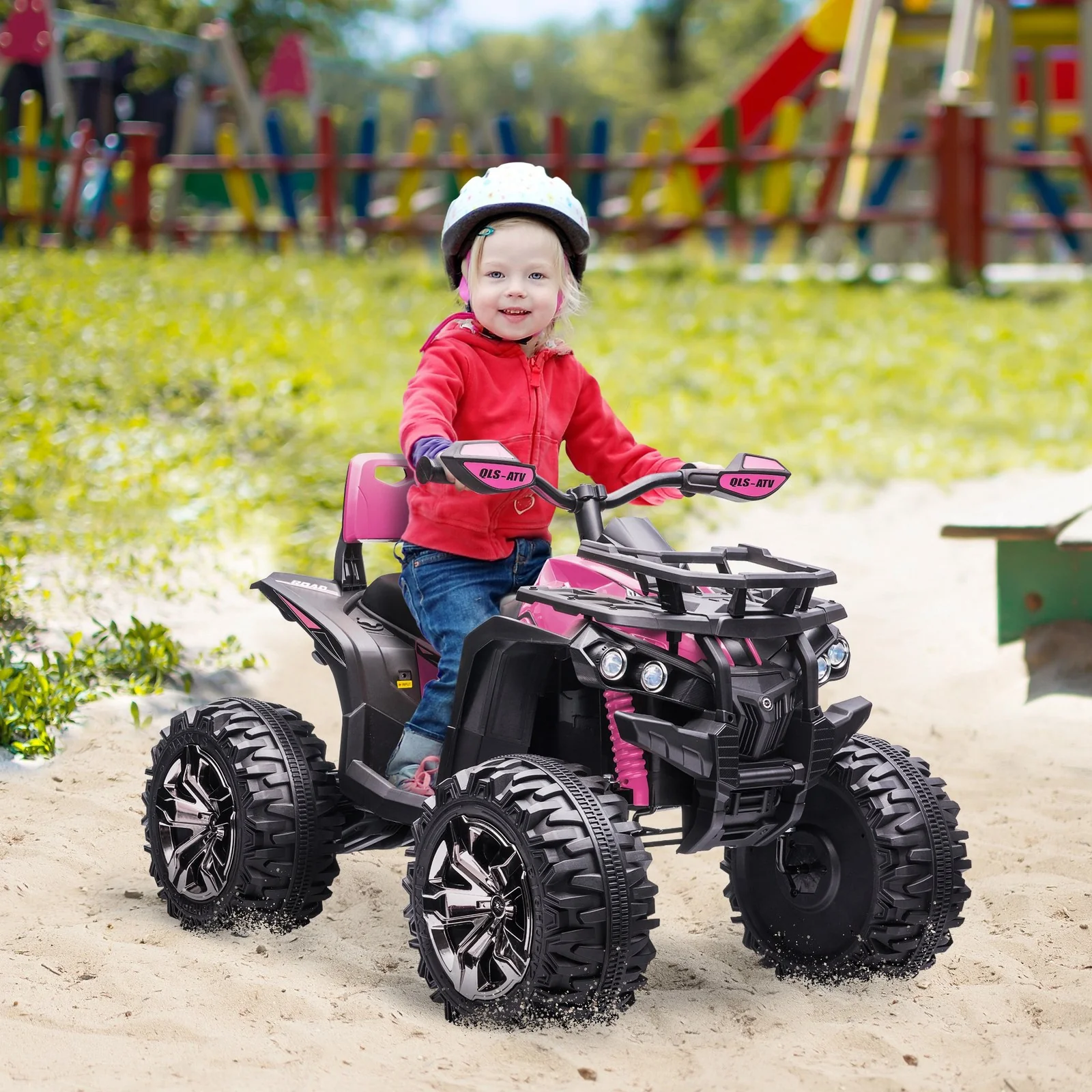 12V Kids Pink ATV Quad Toy Car with Music and Headlights - Image 12