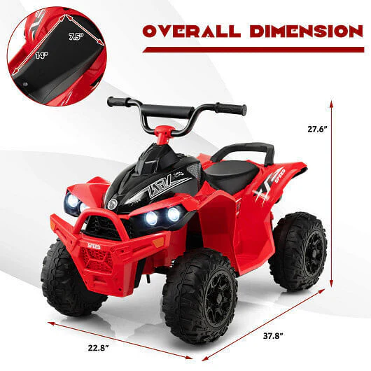 12V Kids ATV with Adjustable Speed and Comfortable Seat - Red - Image 4