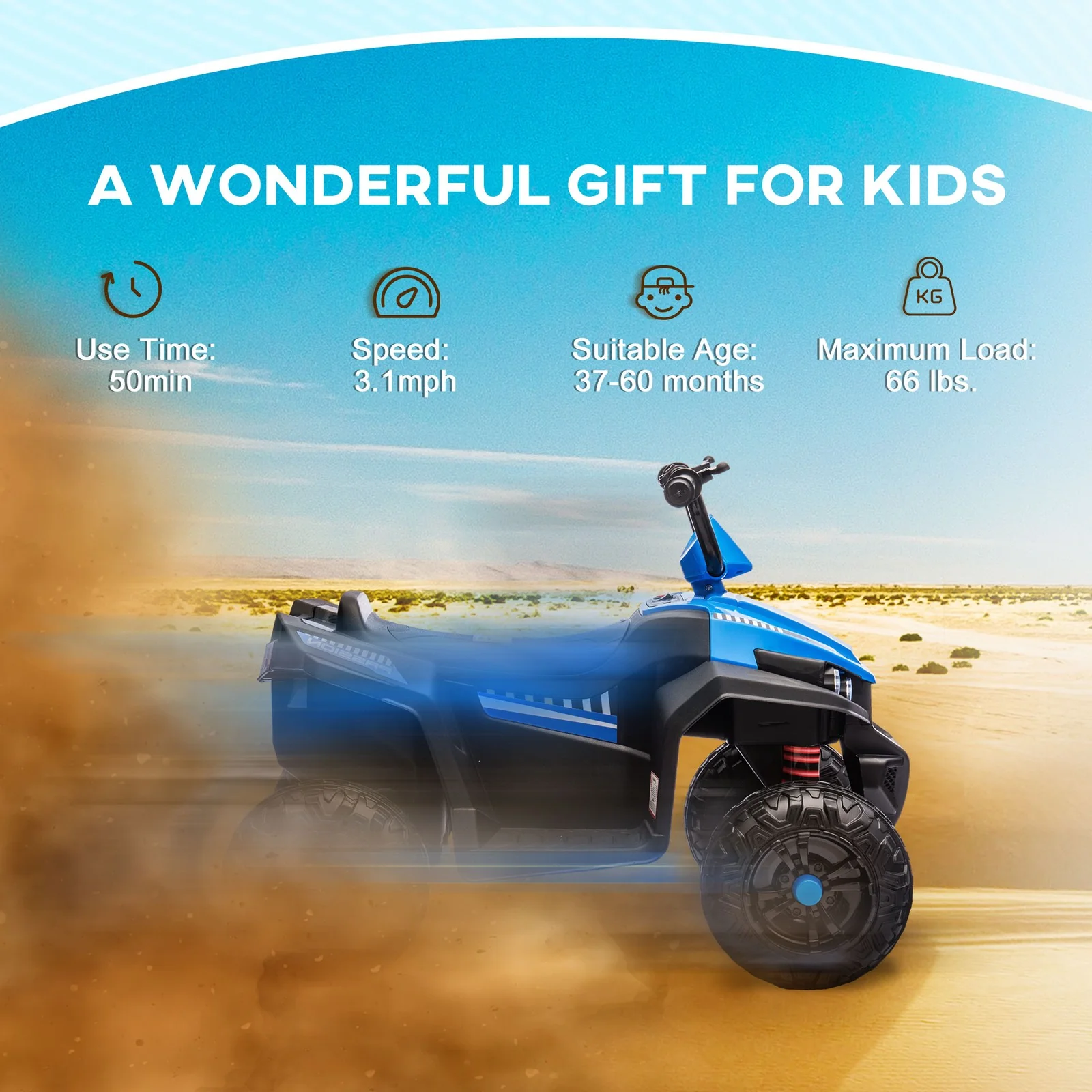 12V Kids ATV with Spring Suspension and Forward & Reverse Drive Blue - Image 10