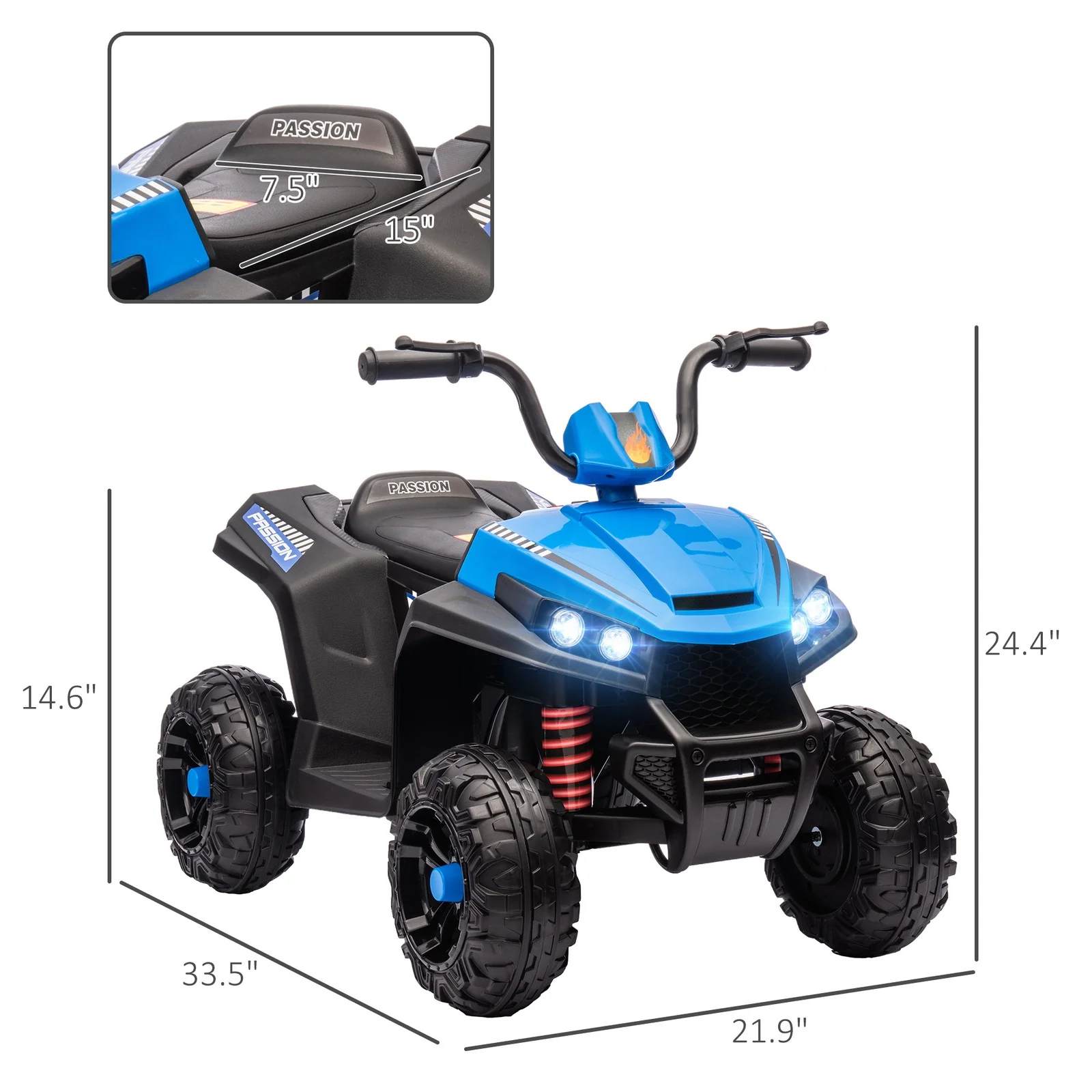 12V Kids ATV with Spring Suspension and Forward & Reverse Drive Blue - Image 2