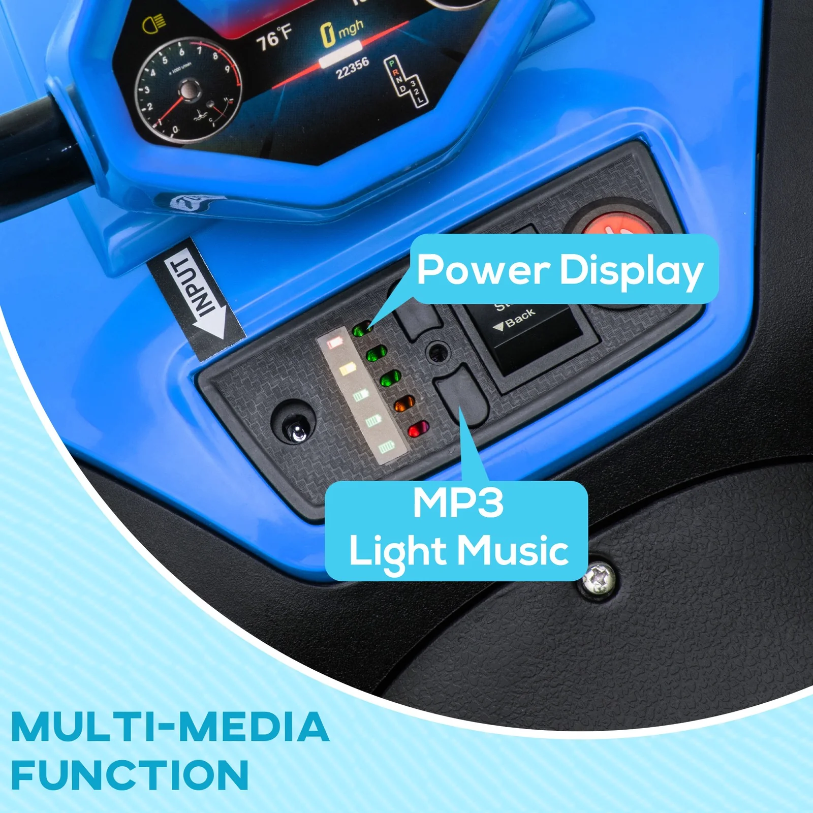 12V Kids ATV with Spring Suspension and Forward/Reverse Drive Blue - Image 8