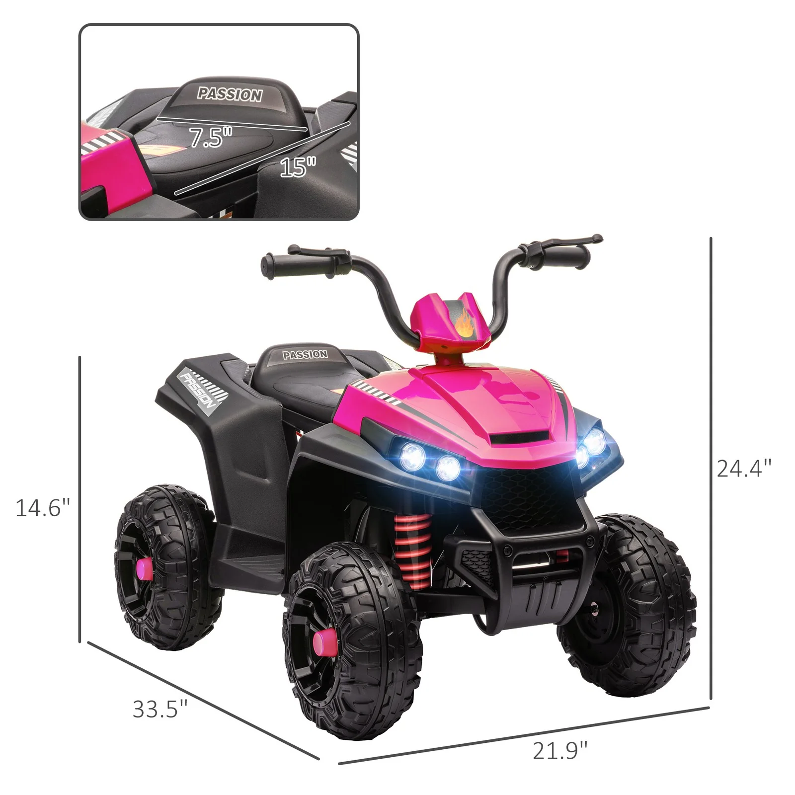 12V Kids ATV with Spring Suspension and Forward/Reverse Drive Pink - Image 2