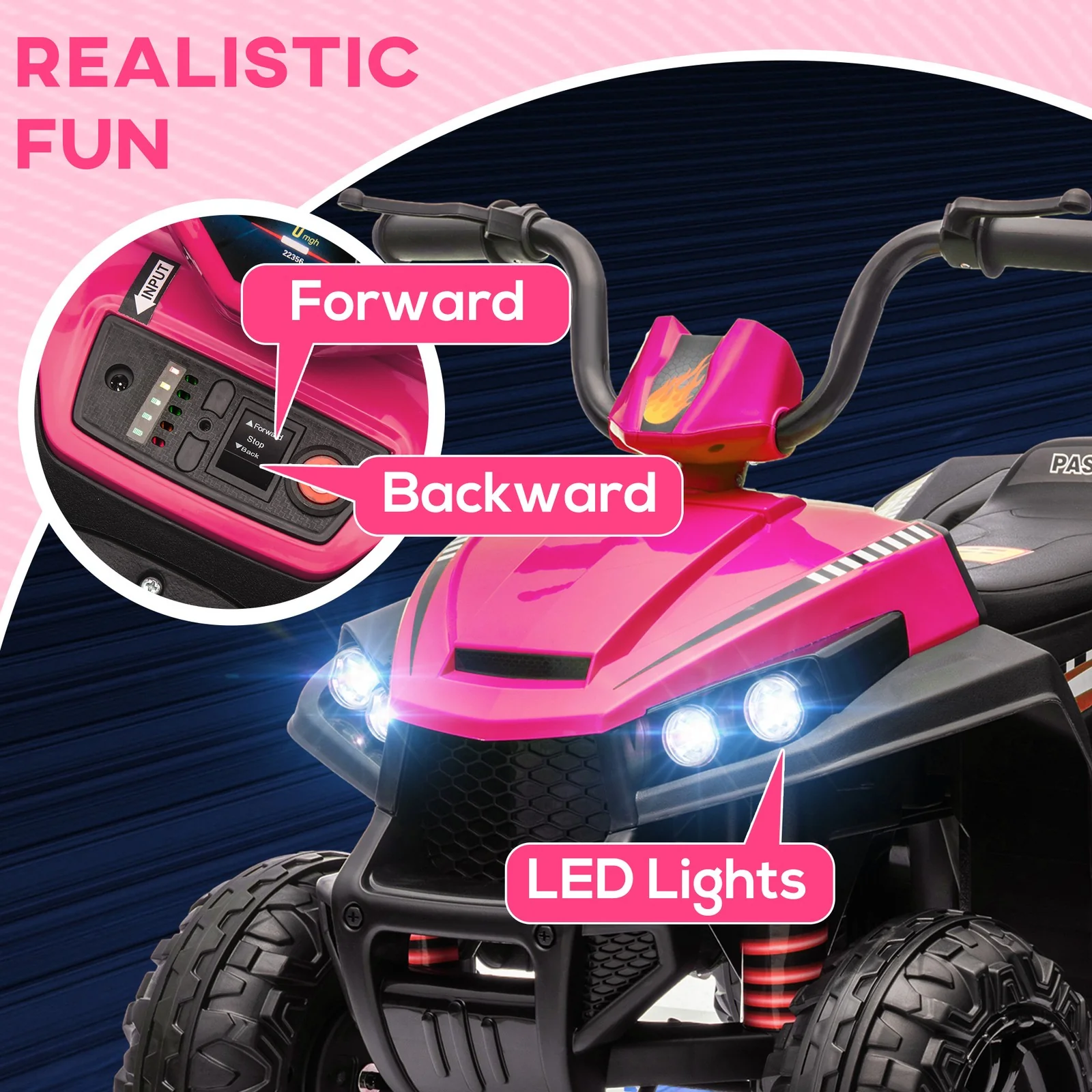 12V Kids ATV with Spring Suspension and Forward/Reverse Drive Pink - Image 6