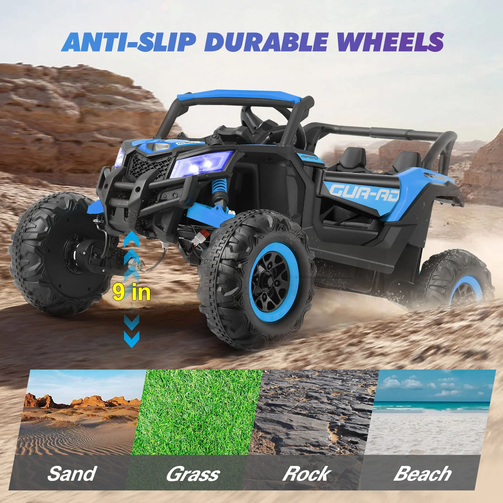 12V Blue Kids Electric Off-Road Ride-On UTV Vehicle with Music, LED Lights, and Remote Control - Image 7