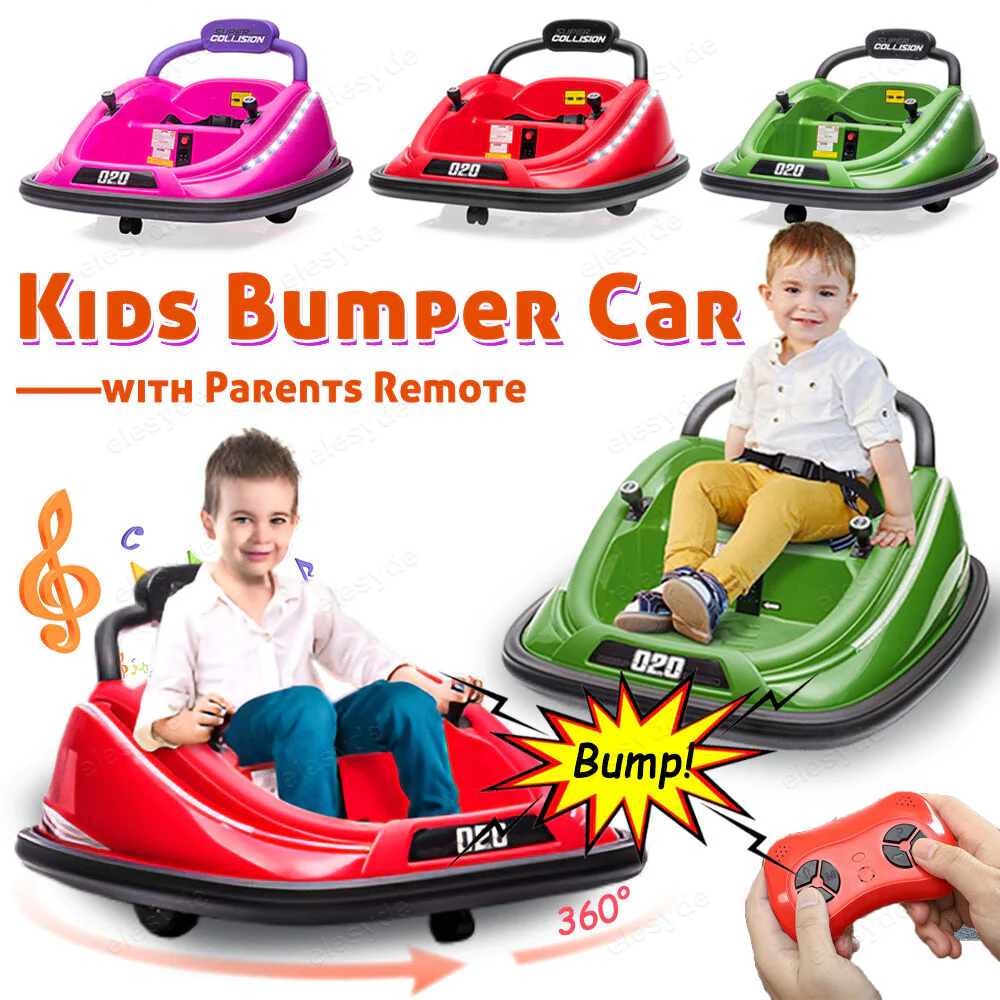 12V Kids Bumper Car with Twin Motors, 360° Rotation, LED Lights, and Parent Remote Control - Image 9