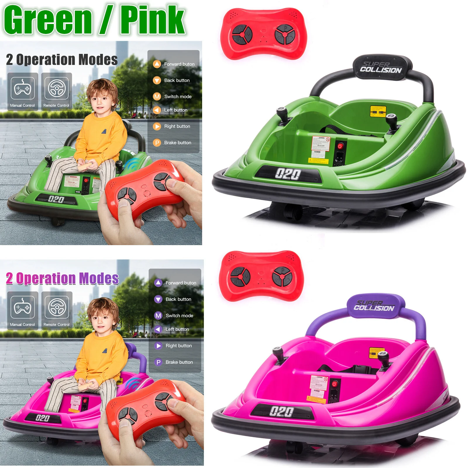 12V Kids Twin Bumper Car with Motor, Parent Remote Control, LED Lights, and 360° Rotation - Image 10