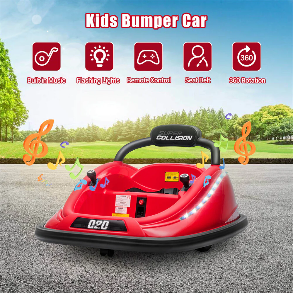 12V Kids Twin Bumper Car with Motor, Parent Remote Control, LED Lights, and 360° Rotation - Image 18