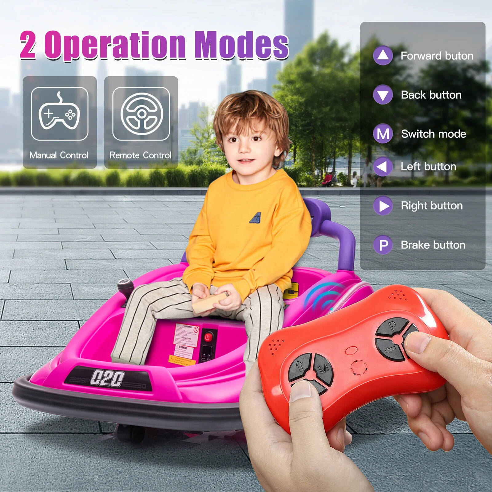 12V Kids Twin Motor Bumper Car with Parent Remote Control, Lights, and 360° Rotation - Image 3