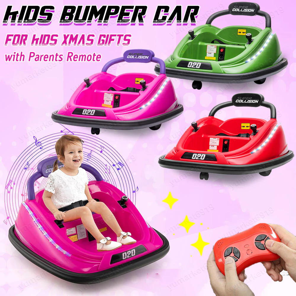 12V Kids Twin Motor Bumper Car with Parent Remote Control, Lights, and 360° Rotation - Image 9