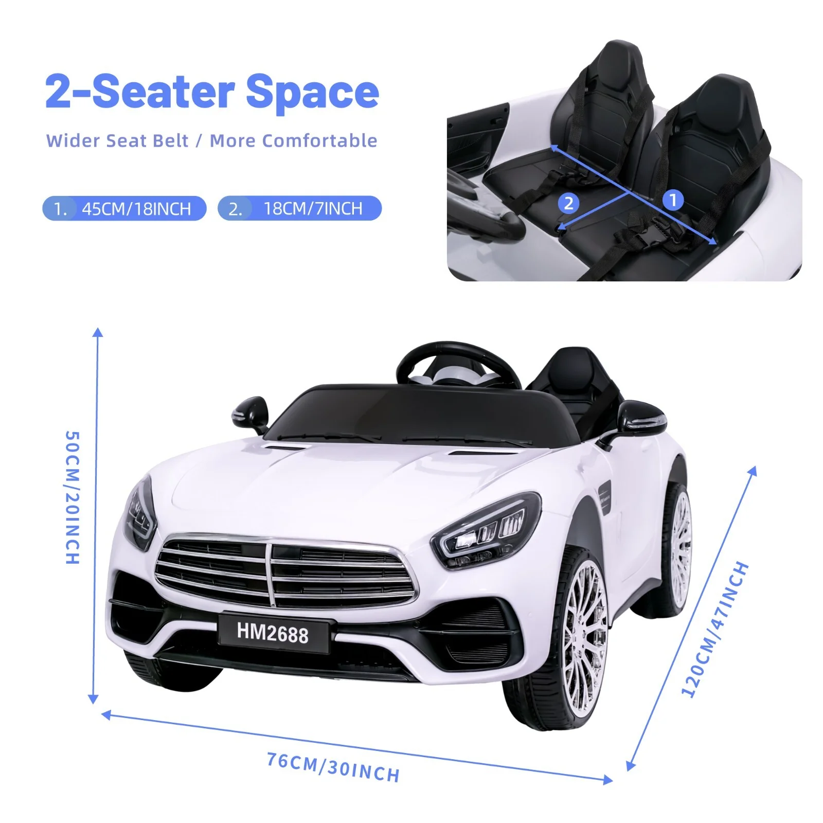 12V Electric Kids Ride-On Car with 2 Seats, 55W Dual Motors, and Remote Control - Image 7