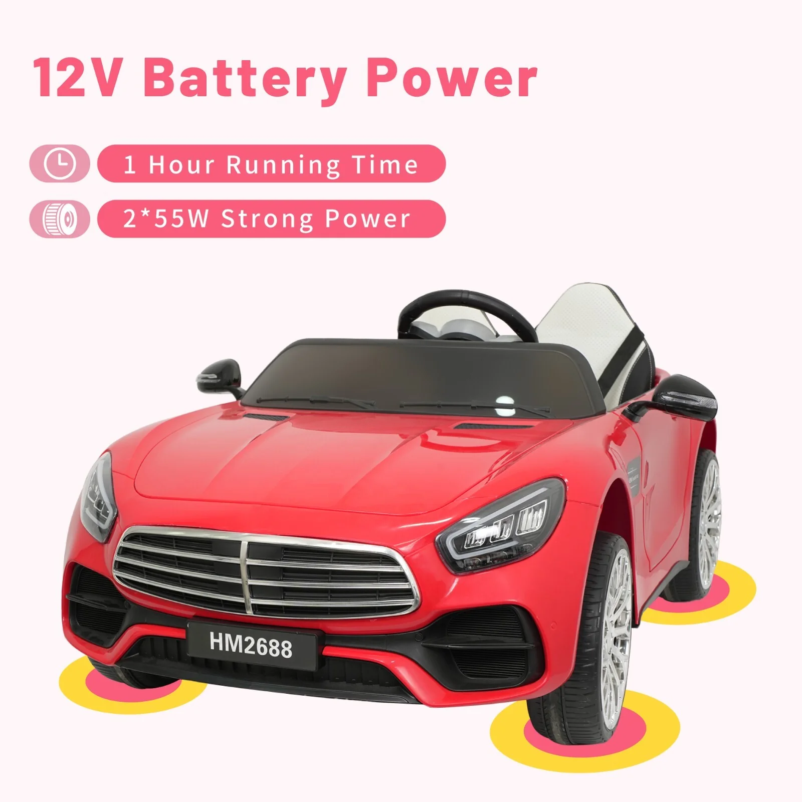 12V Kids 2-Seater Ride-On Car with Power Wheels, Parent Remote Control, and MP3 Player - Image 5