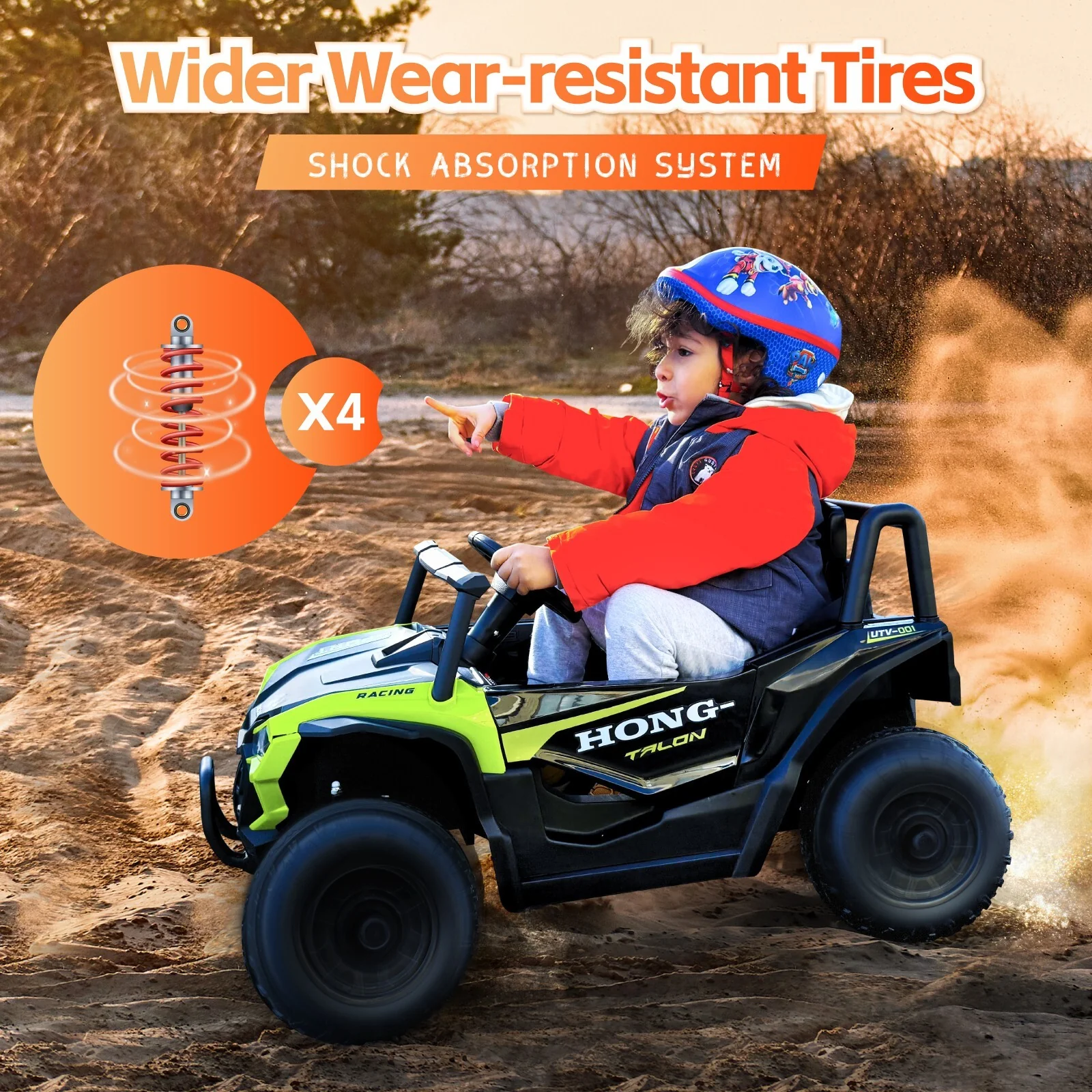 12V Electric Kids UTV Ride-On Toy with Remote Control, LED Lights, and MP3 Player - Image 3